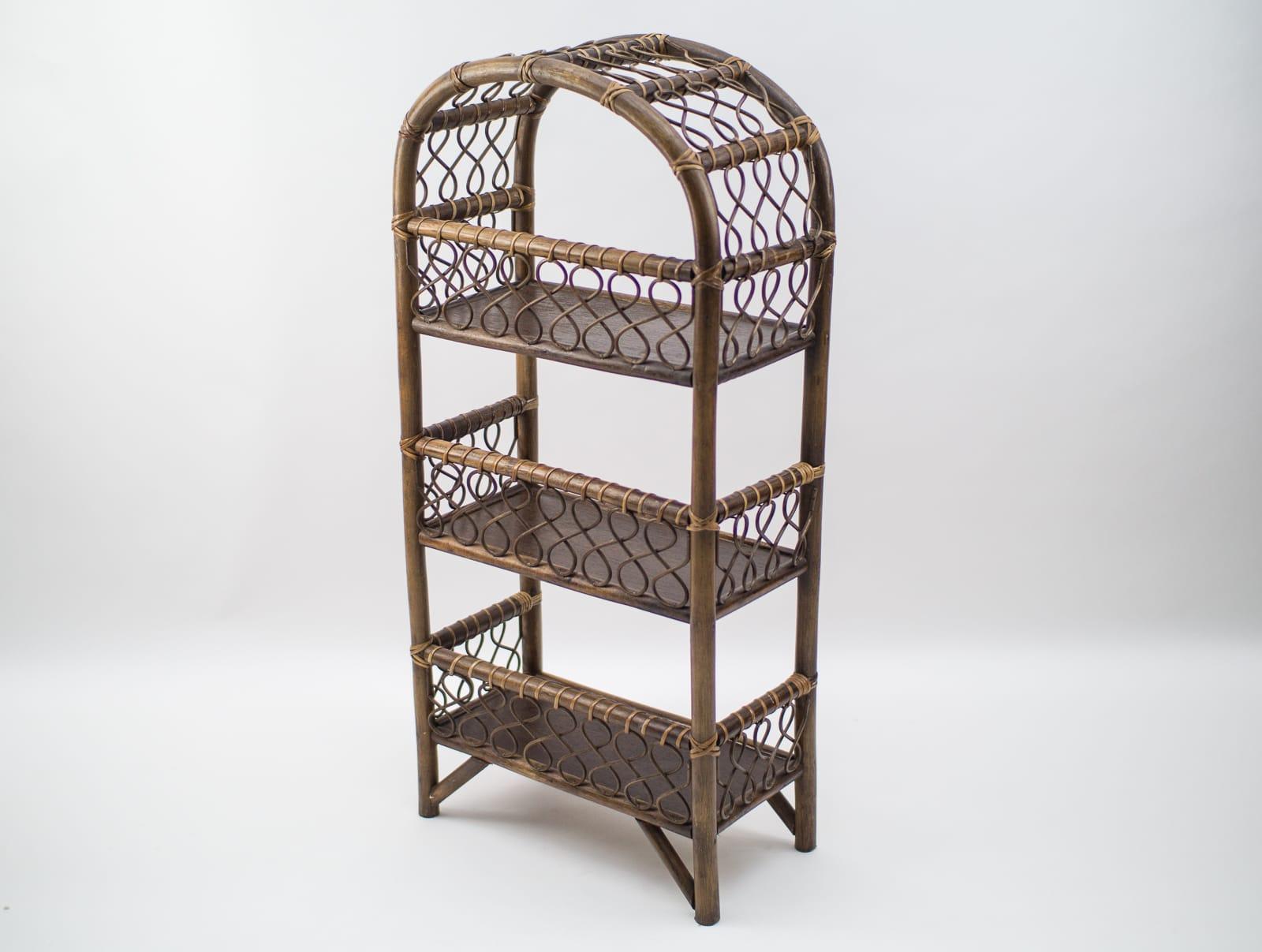 Italian Rattan and Wicker Shelf, Italy, 1960s For Sale