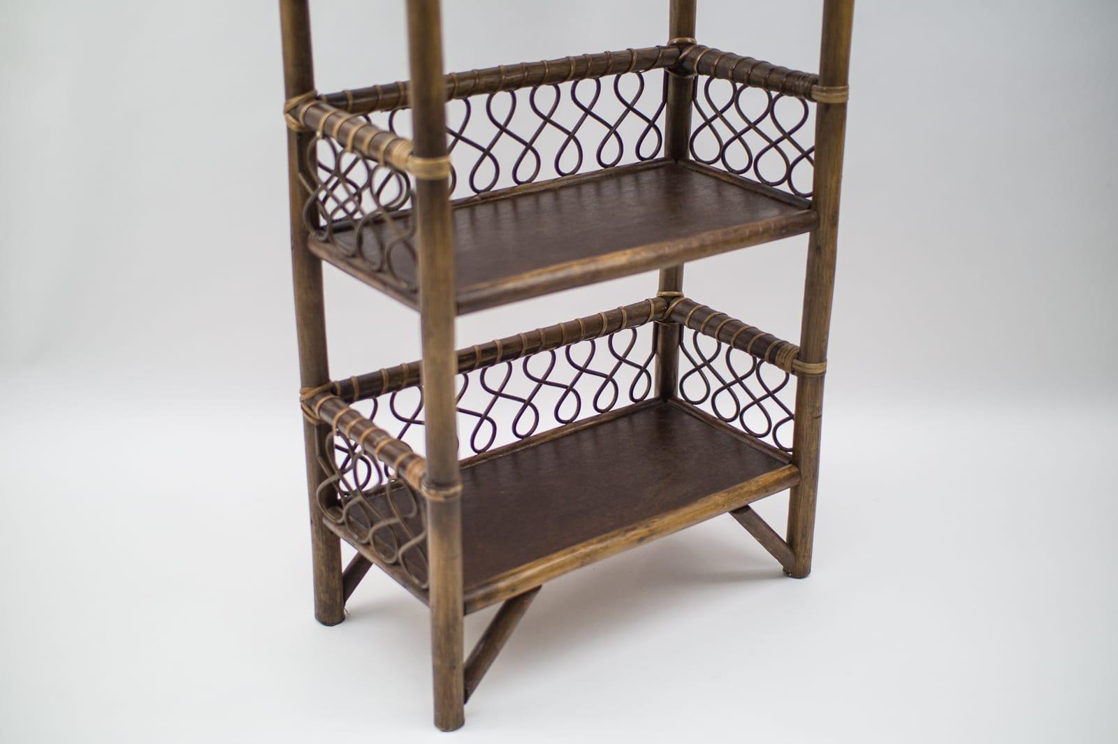 Mid-20th Century Rattan and Wicker Shelf, Italy, 1960s For Sale