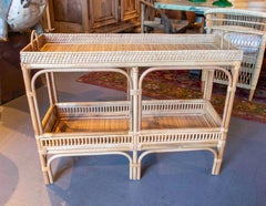 Rattan and Wicker Shelving Unit with Two Bar Shelves