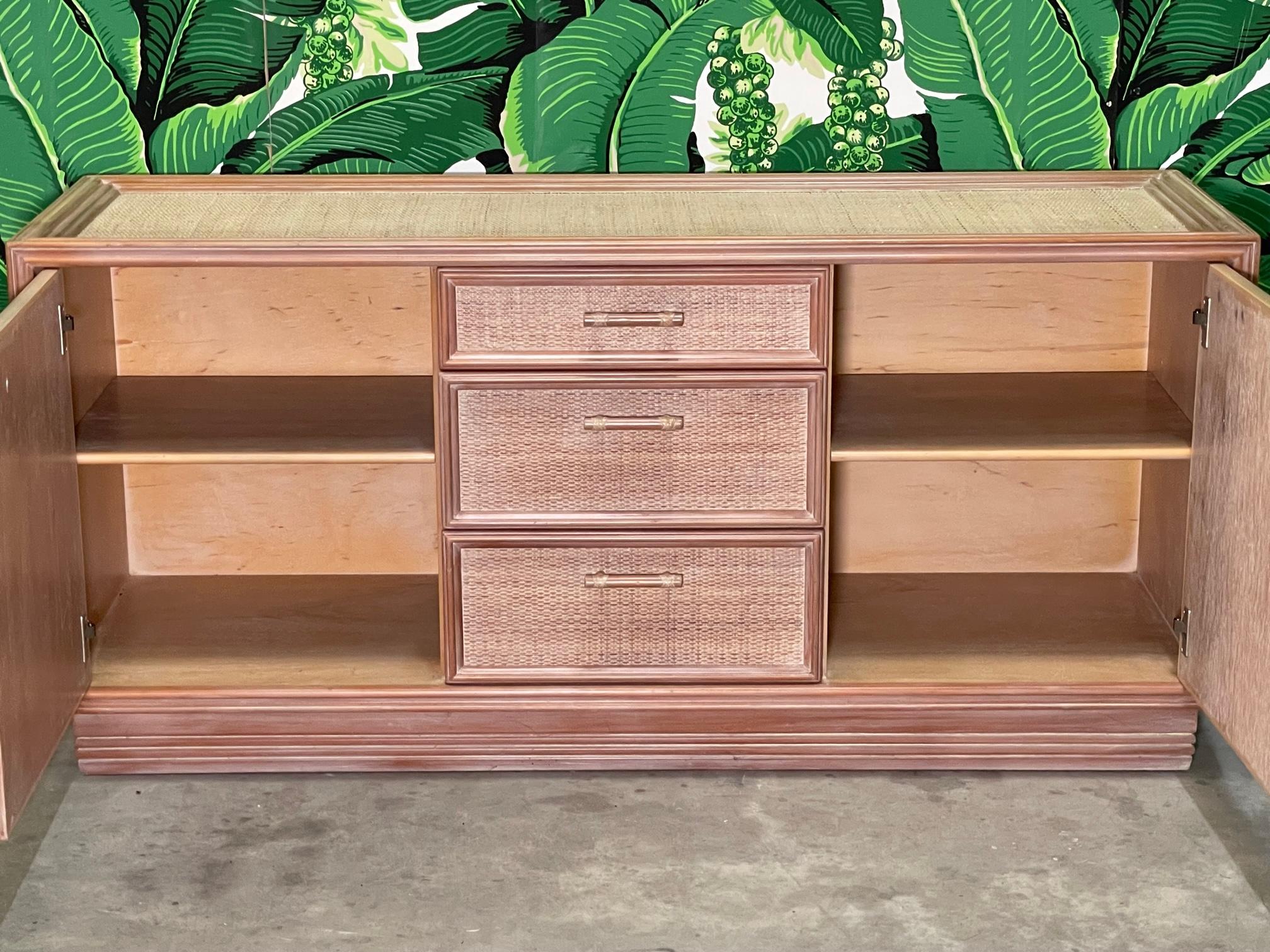 Organic Modern Rattan and Wicker Sideboard or Buffet Attribute to McGuire For Sale