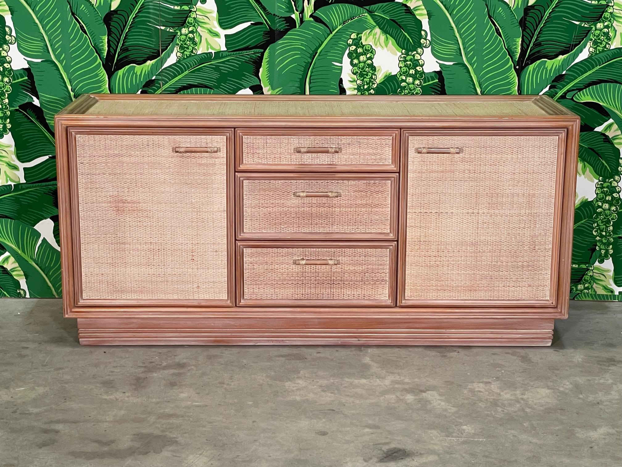 Organic Modern Rattan and Wicker Sideboard or Buffet For Sale