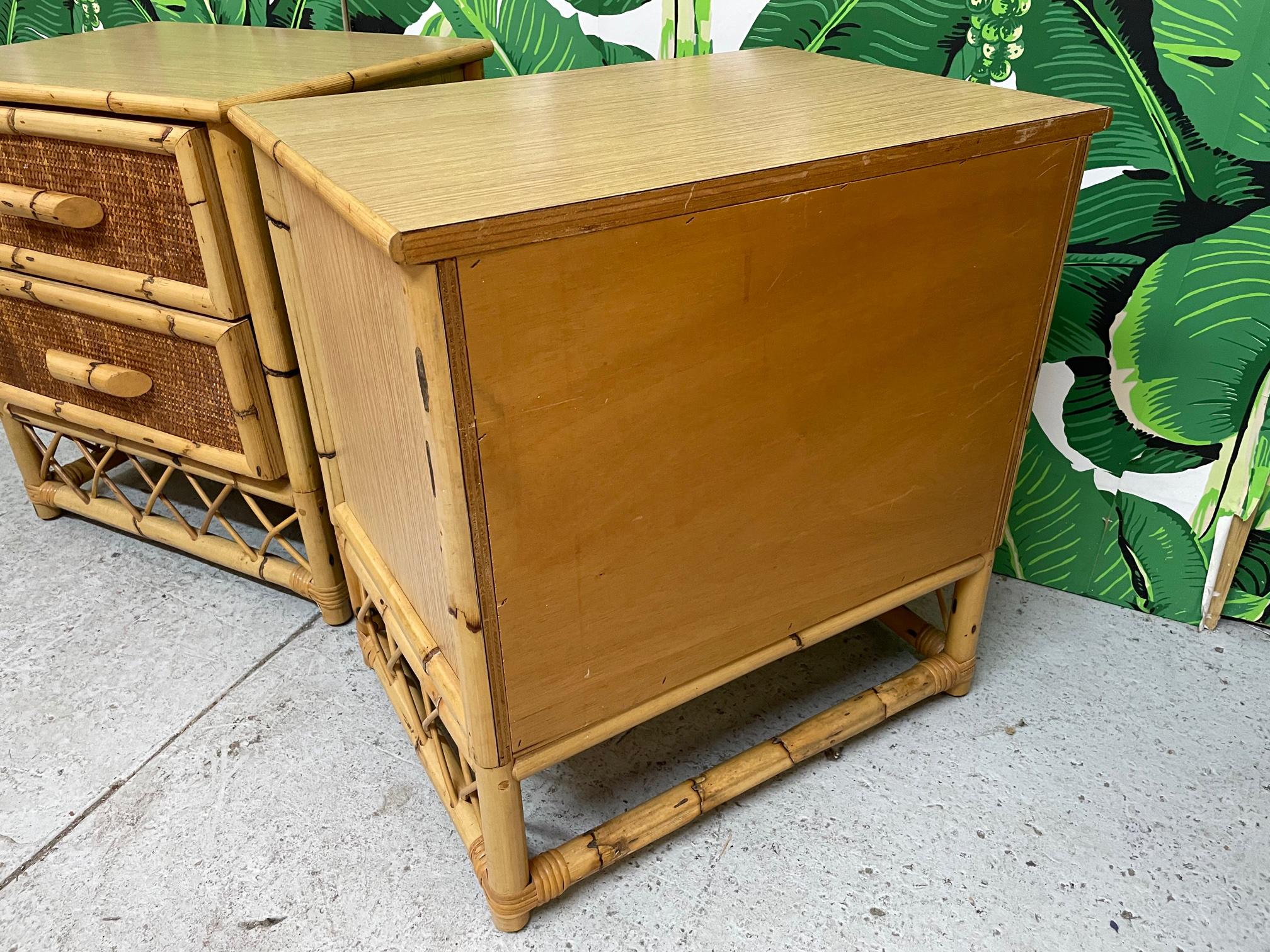 Rattan and Wicker Skirted Nightstands 4