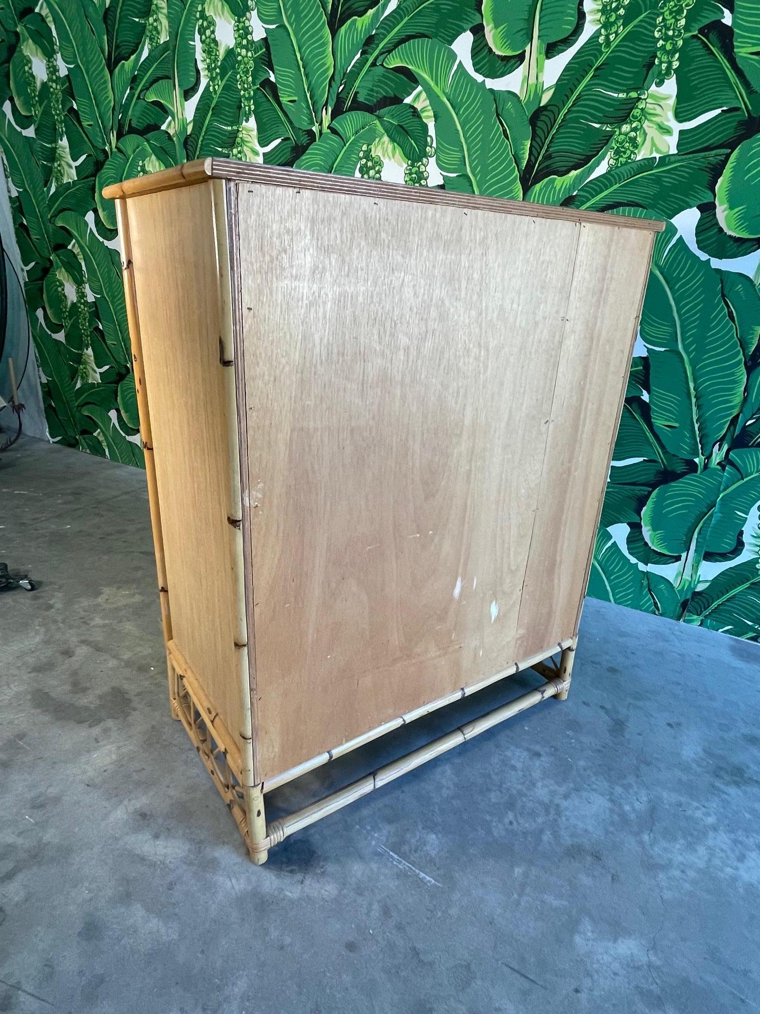 Organic Modern Rattan and Wicker Skirted Tall Dresser