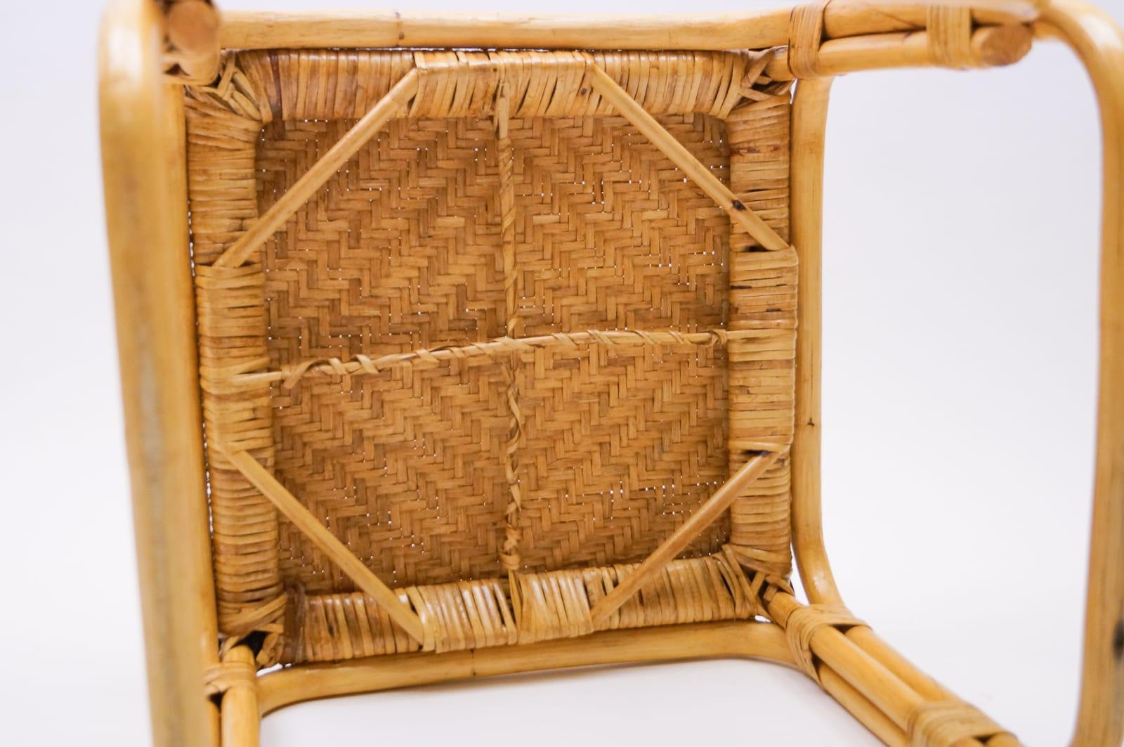 Rattan and Wicker Stool, Italy, 1950s For Sale 3