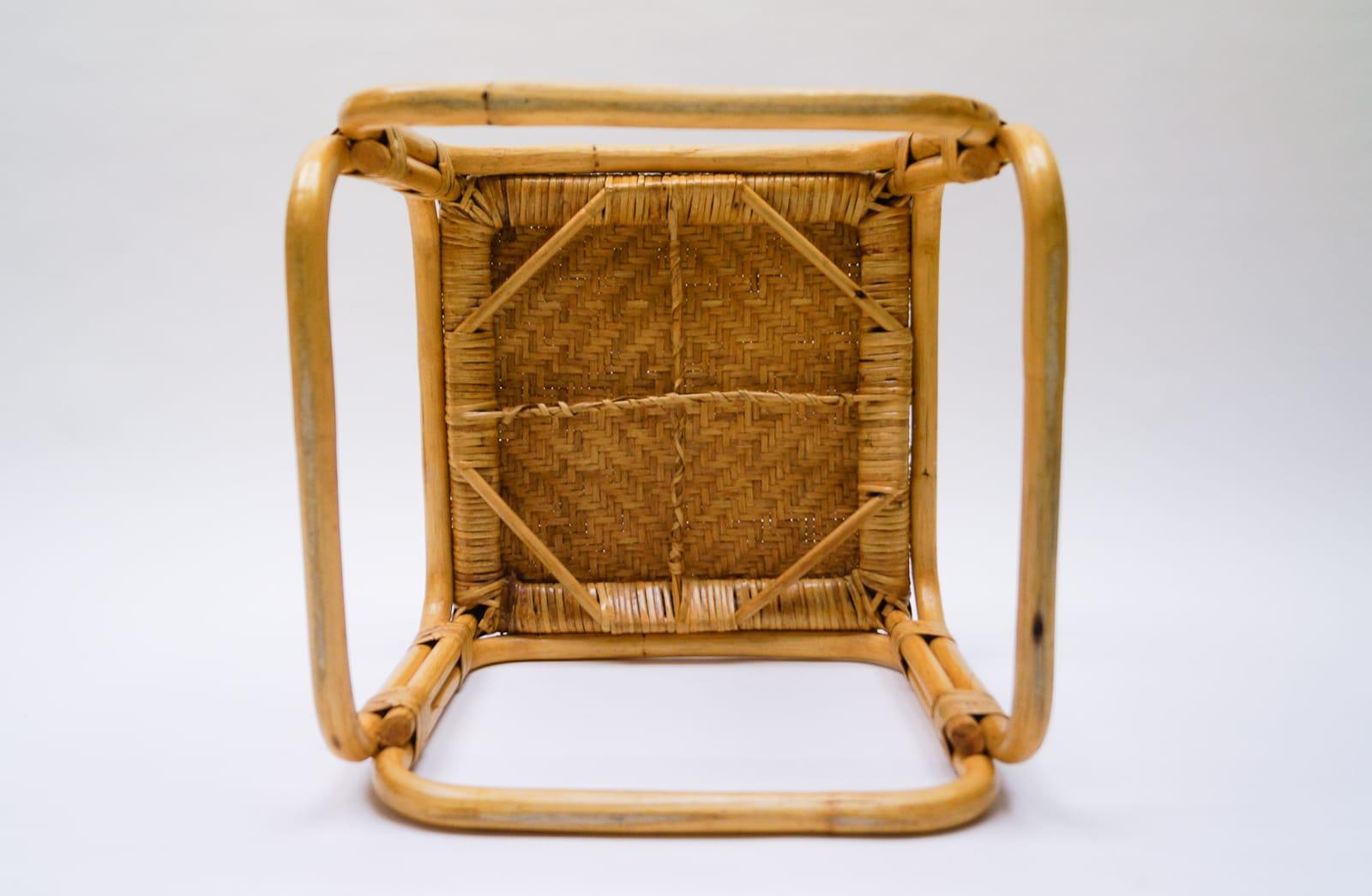 Rattan and Wicker Stool, Italy, 1950s For Sale 4