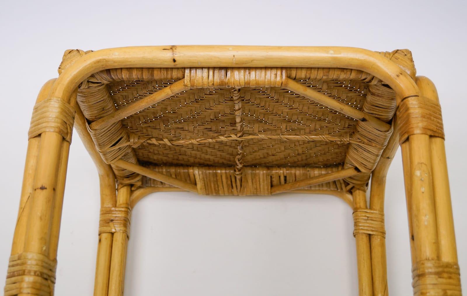 Rattan and Wicker Stool, Italy, 1950s For Sale 5