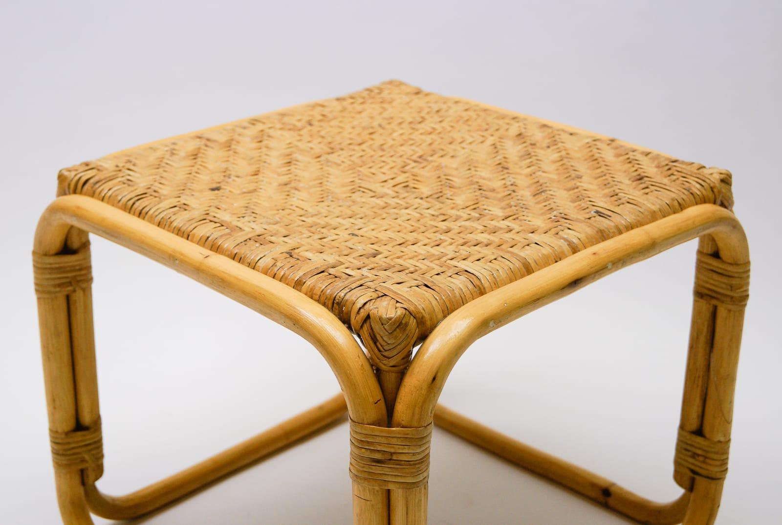 Rattan and Wicker Stool, Italy, 1950s For Sale 1