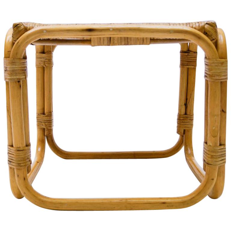 Rattan and Wicker Stool, Italy, 1950s For Sale
