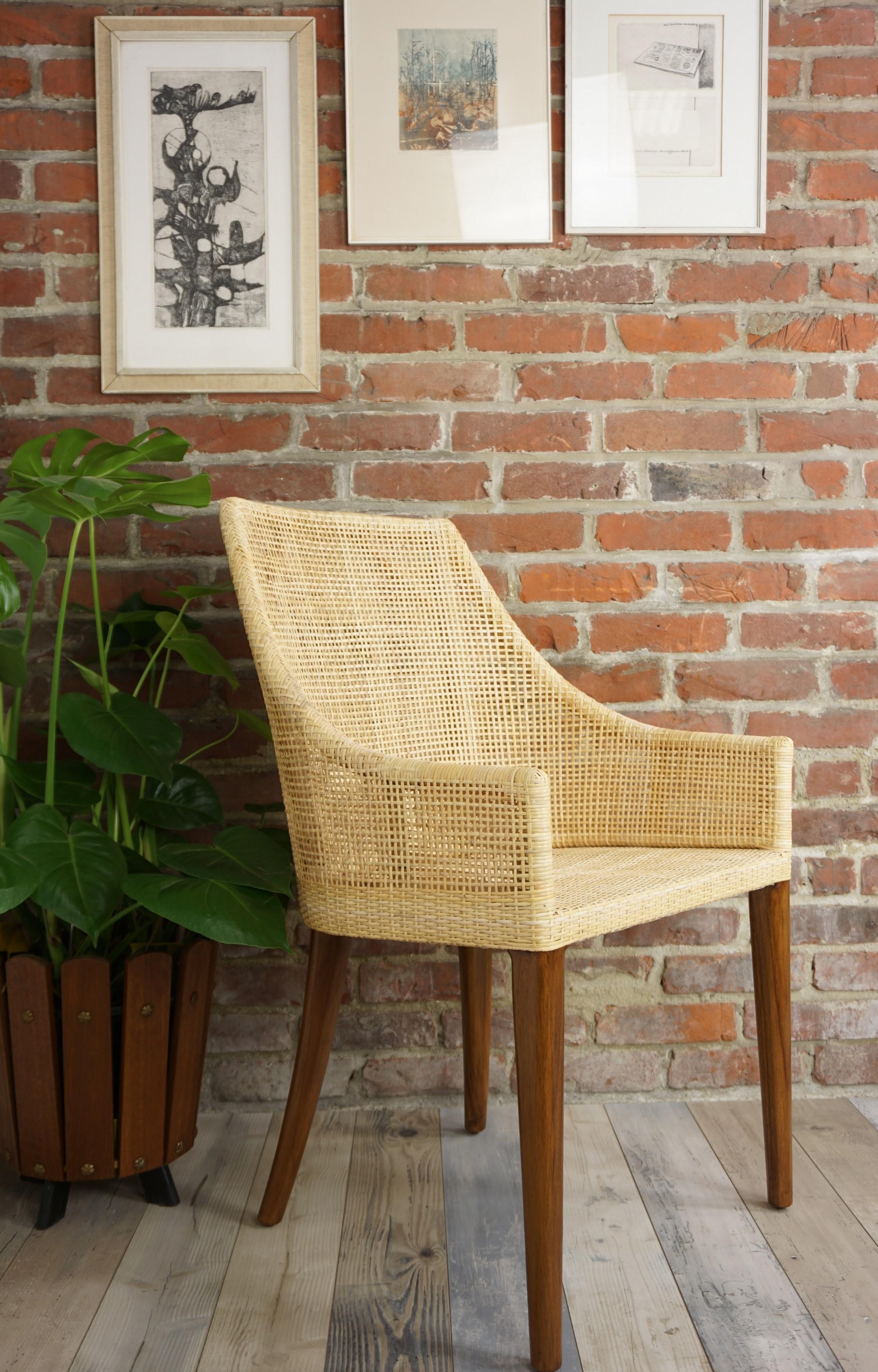 Rattan and Wooden French Design Dining Armchair 5