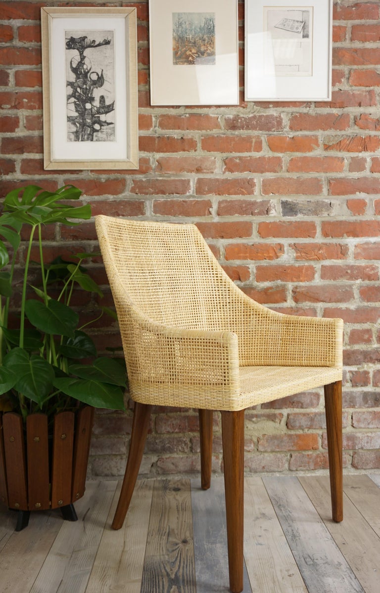 Rattan and Wooden French Design Dining Armchair For Sale 6