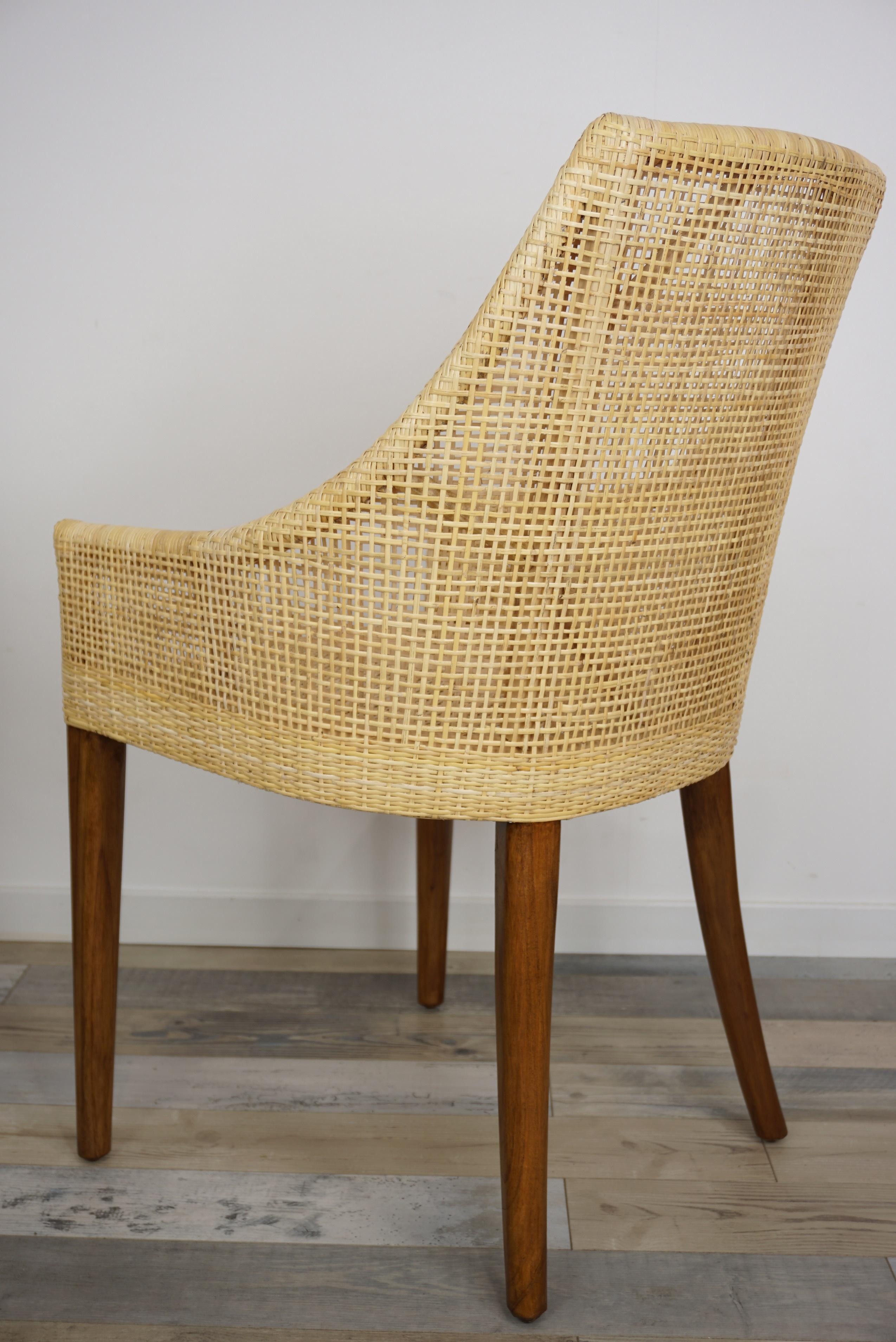 Rattan and Wooden French Design Dining Armchair 1