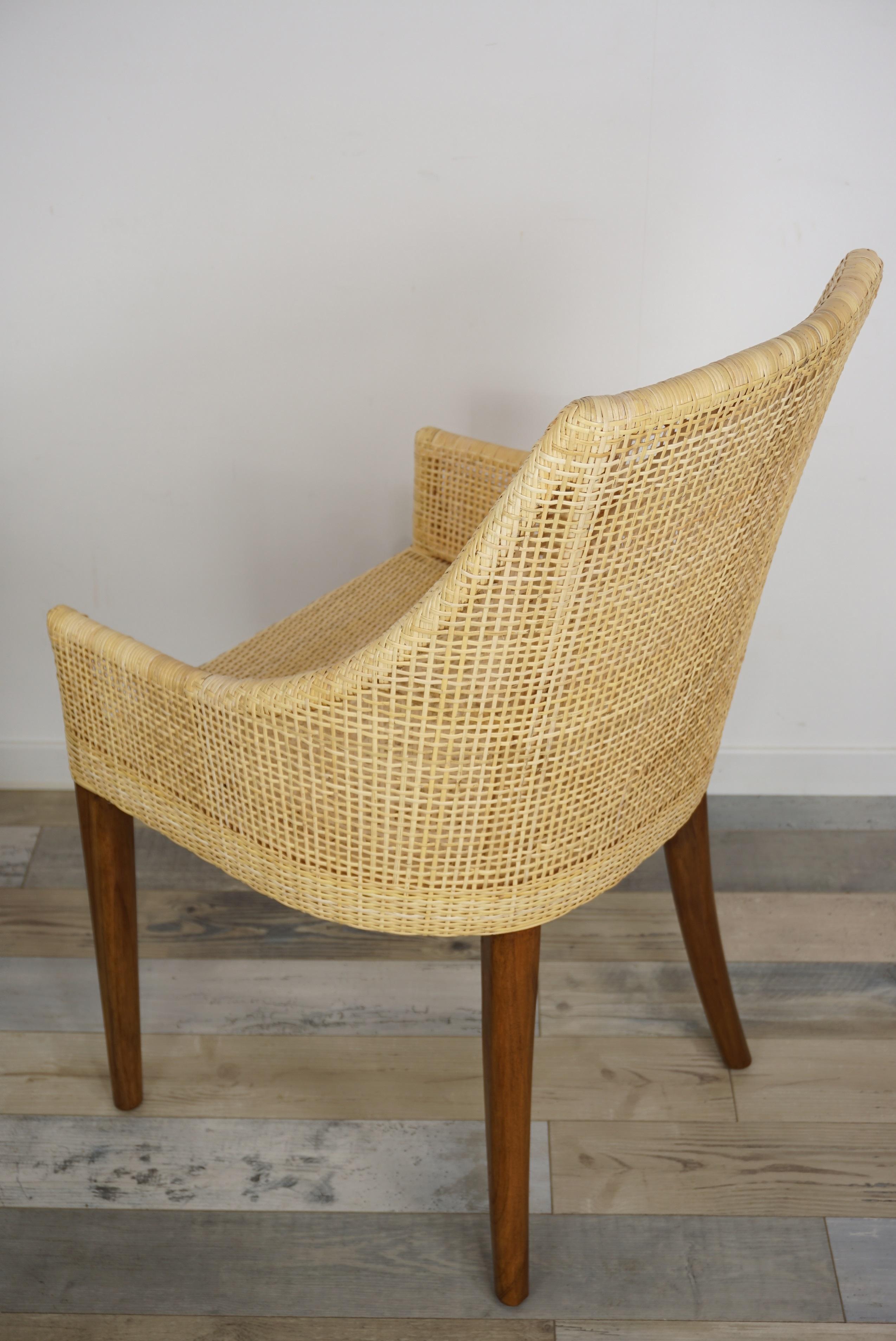 Rattan and Wooden French Design Dining Armchair 2