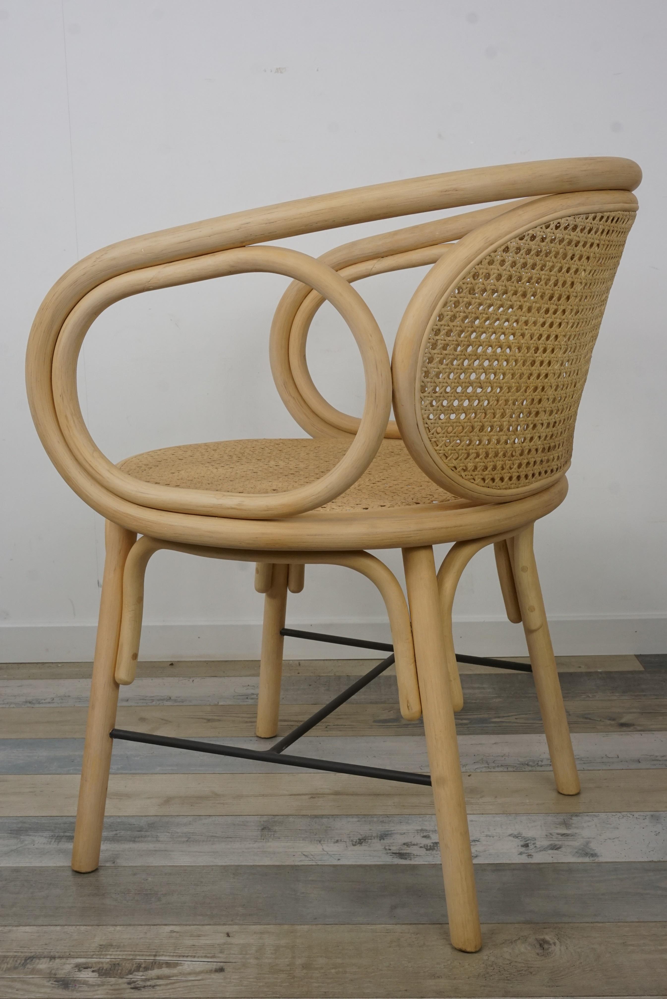Rattan and Woven Cane Armchair French Modern Design 2