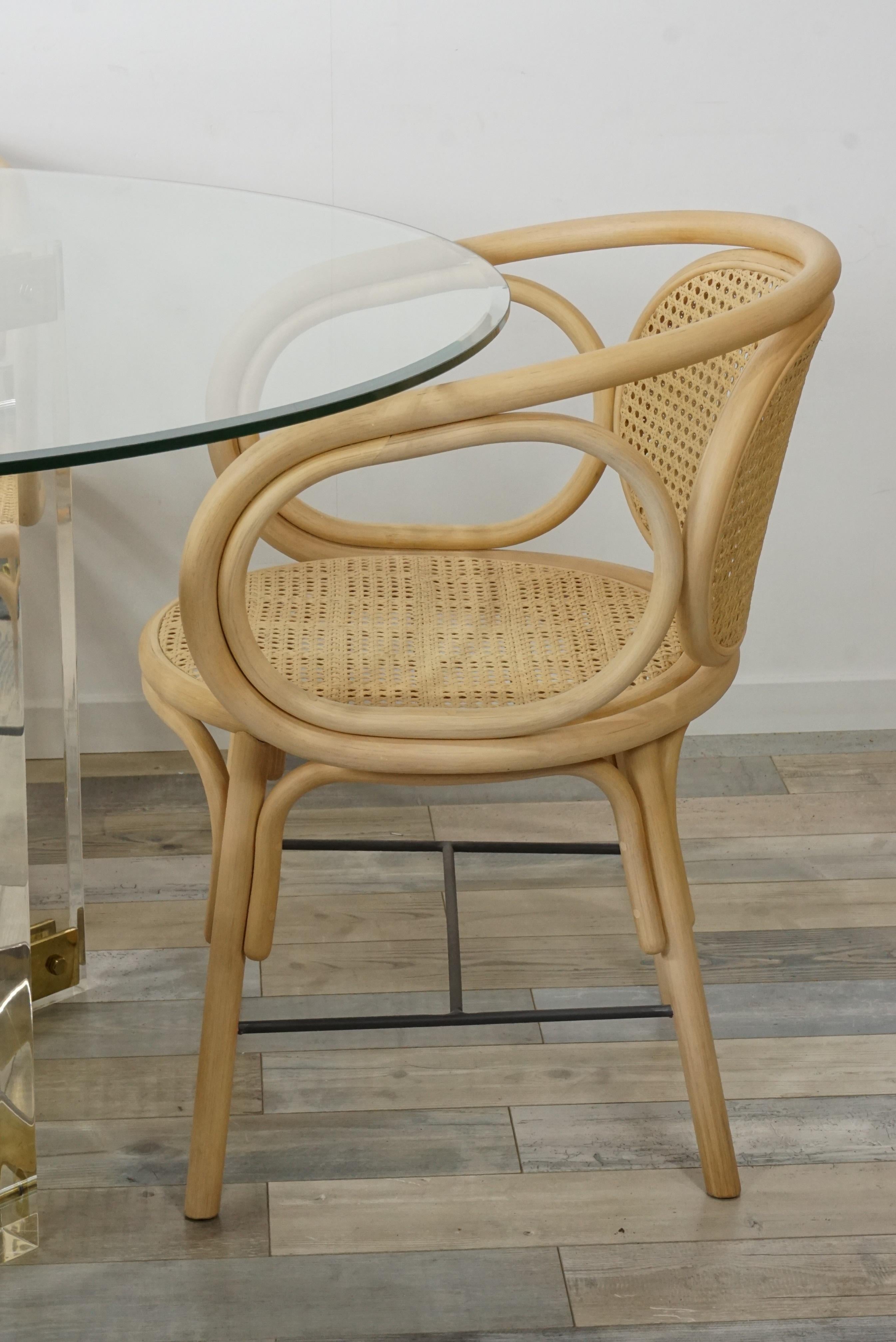 Rattan and Woven Cane Armchair French Modern Design 10