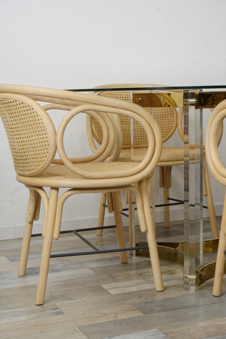 Rattan and Woven Cane Armchair French Modern Design at 1stDibs