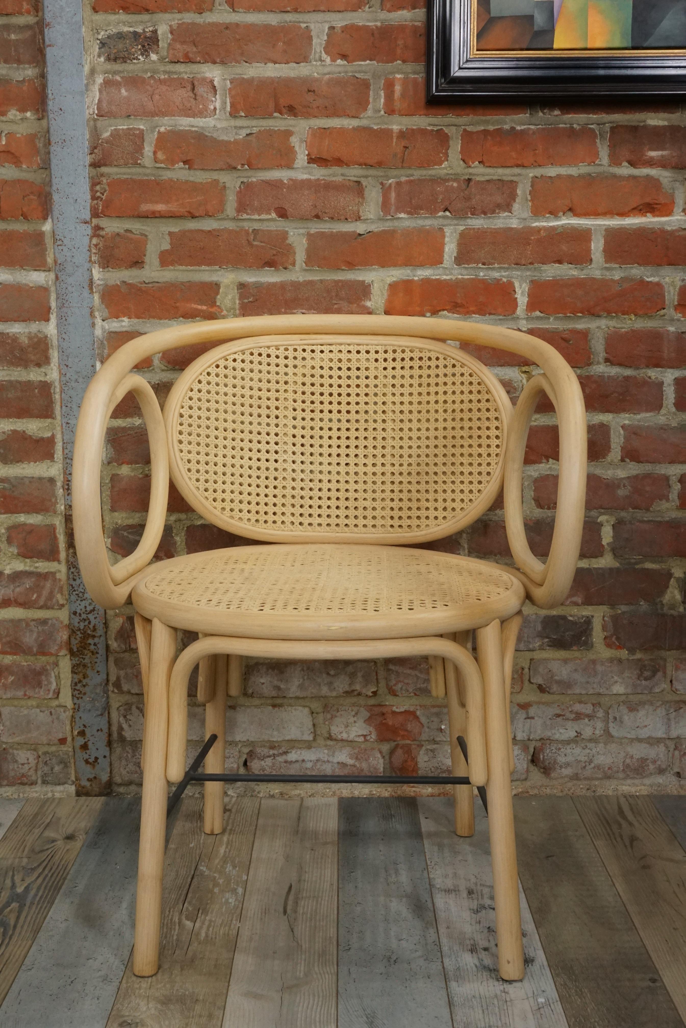 Rattan and Woven Cane Armchair French Modern Design 7