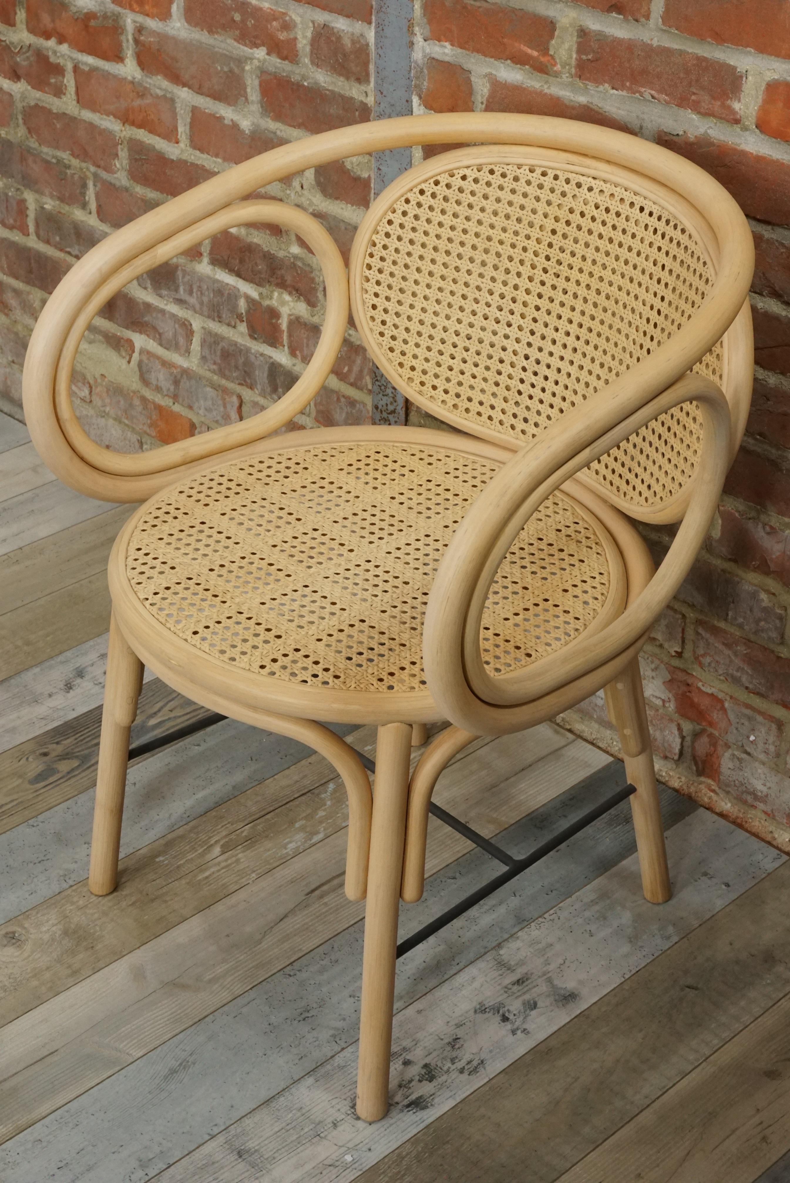 Rattan and Woven Cane Armchair French Modern Design 8