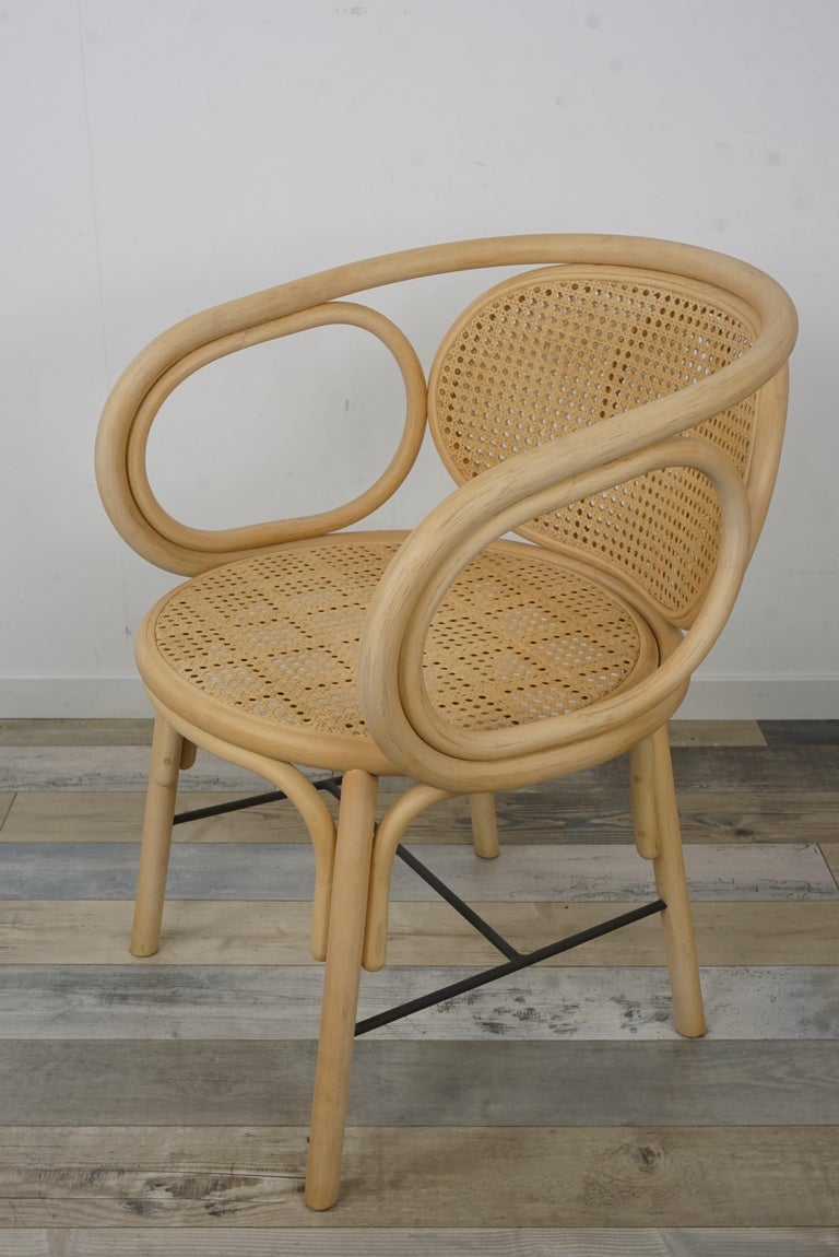 Rattan and Woven Cane Armchair French Modern Design at 1stDibs