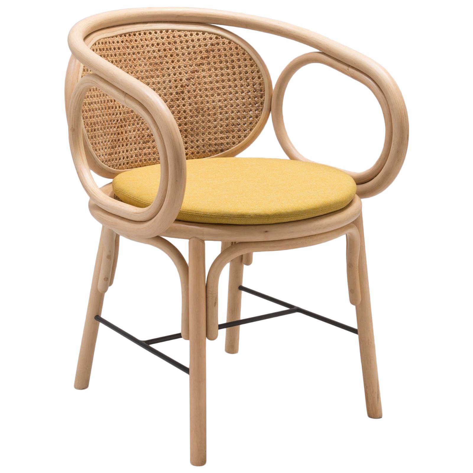 Rattan and Woven Cane Armchair French Modern Design