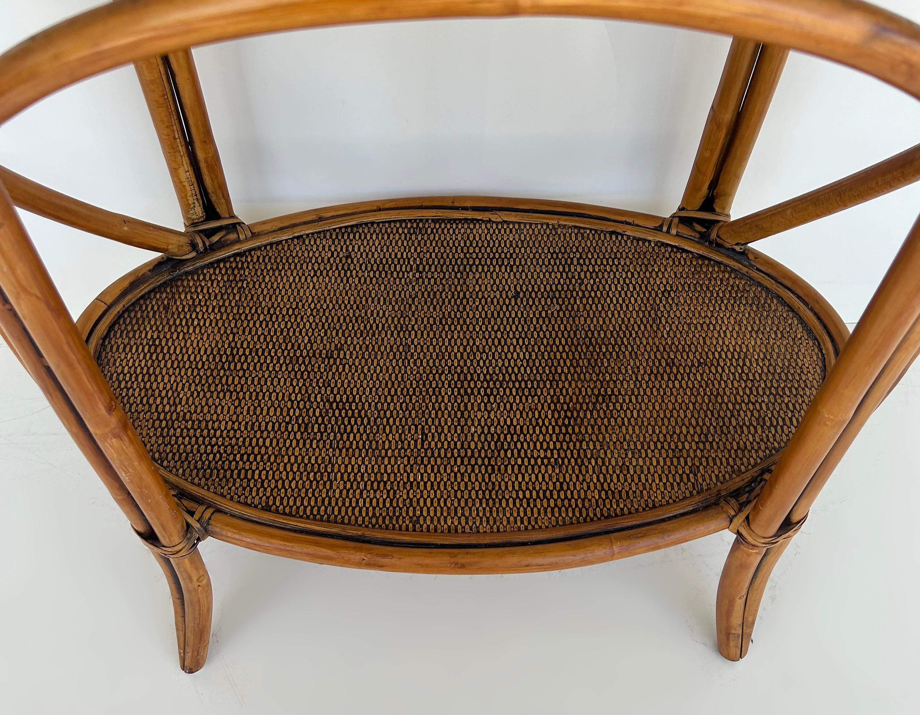 Rattan and Woven Grasscloth Oval Removable Tray Top Table  For Sale 2