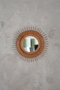 Rattan and Woven Rattan Mirror – 1960s