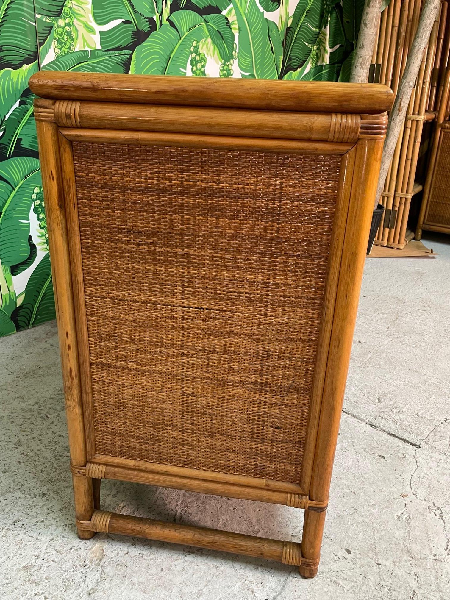 Rattan and Woven Wicker Sideboard Buffet In Good Condition In Jacksonville, FL