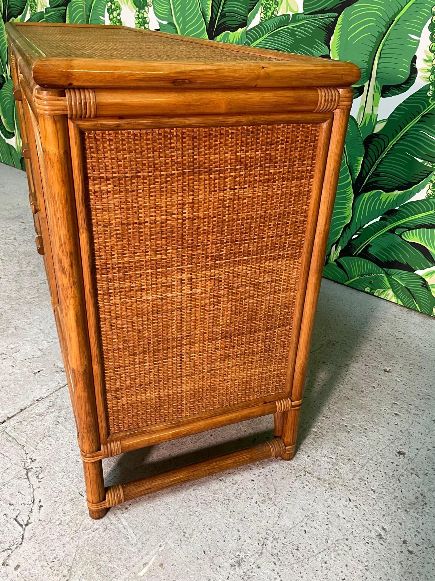 Late 20th Century Rattan and Woven Wicker Sideboard Buffet