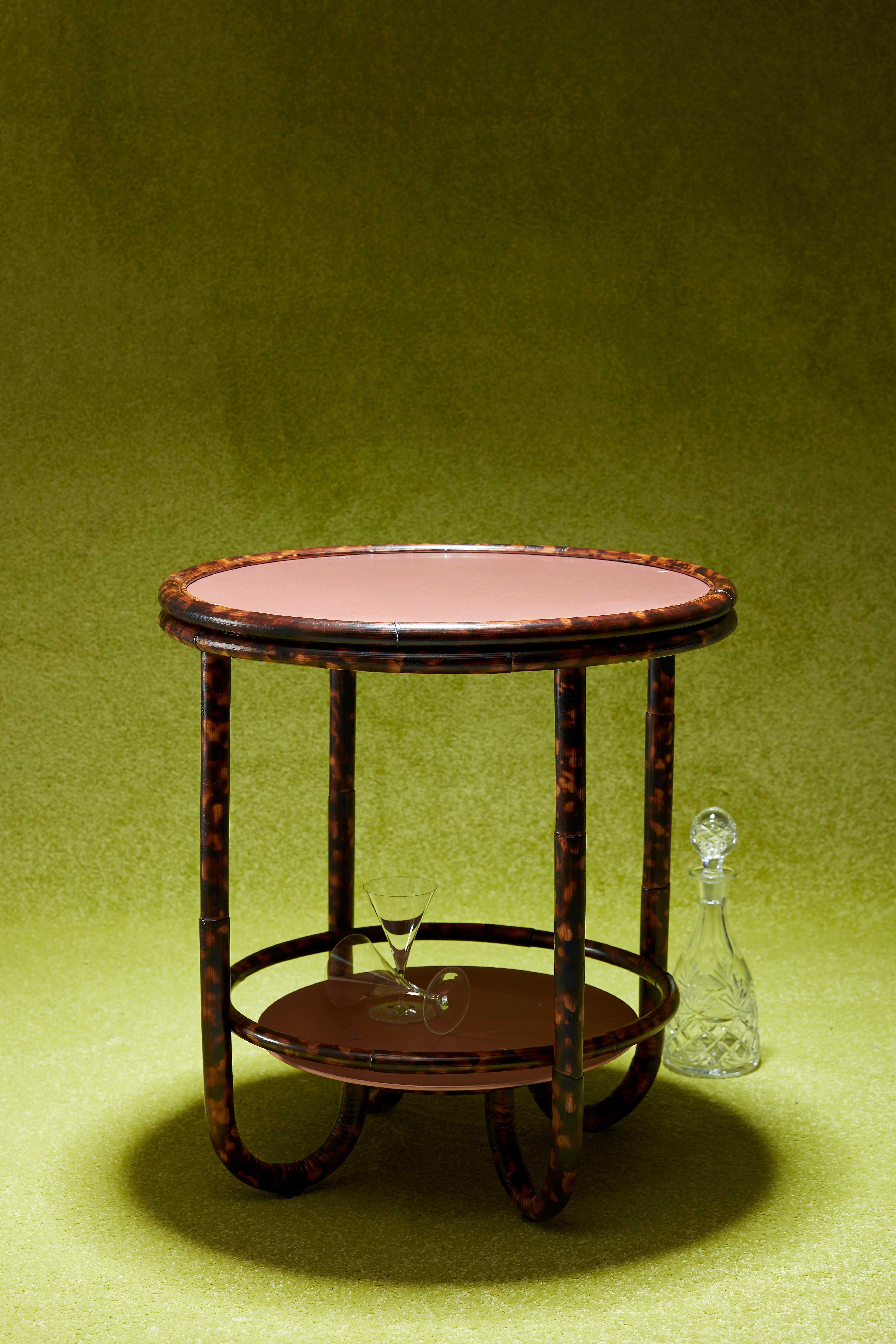 Post-Modern Rattan Anodised Cocktail Table by Tino Seubert For Sale