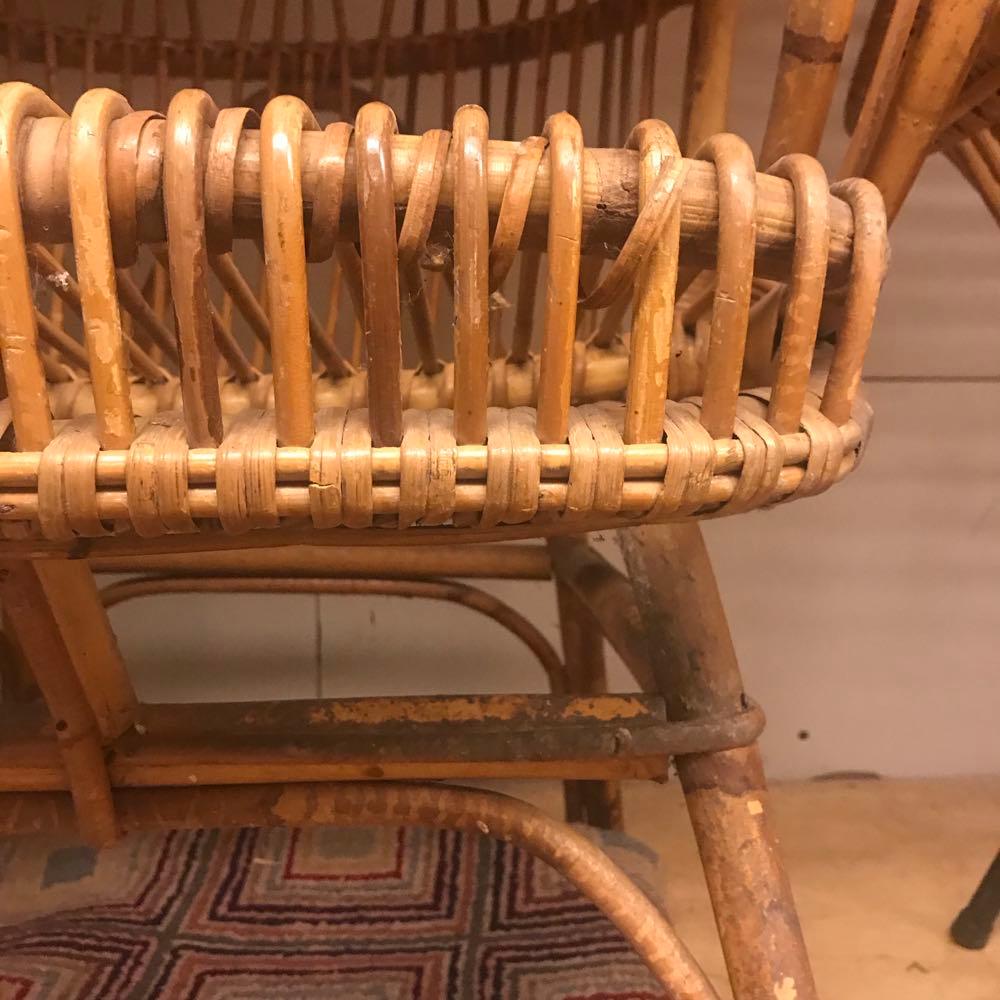 Mid Century French Rattan Arm Chair In Good Condition In Los Angeles, CA
