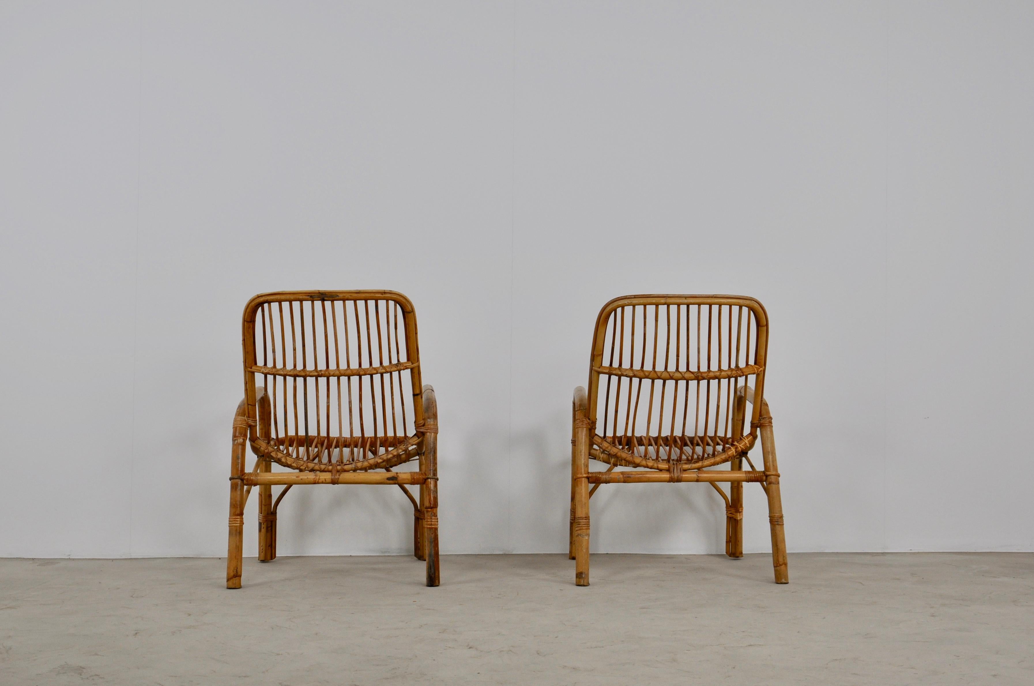 Rattan Armchair, 1960s In Good Condition In Lasne, BE