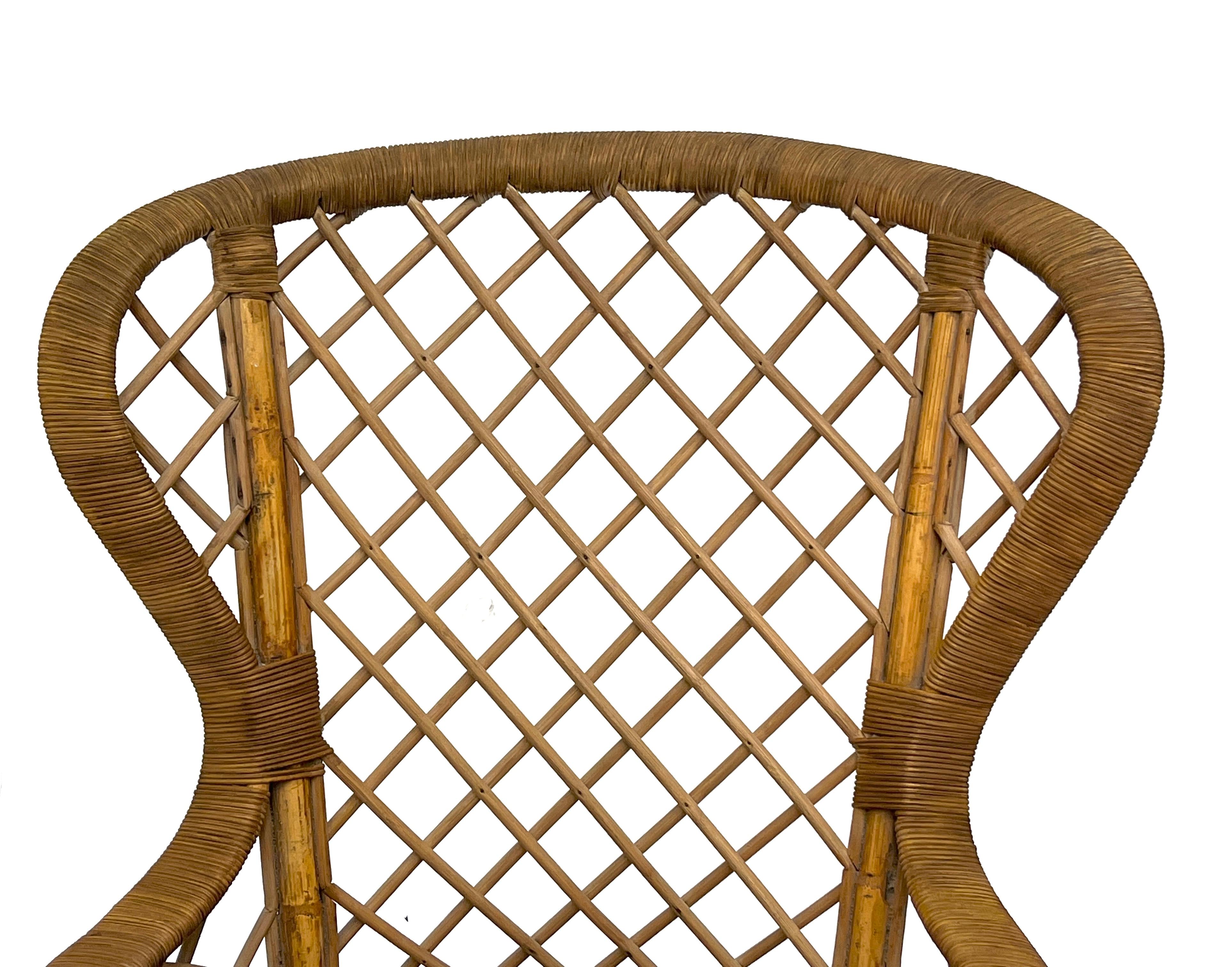Rattan Lounge Chair (Footrest) Attributed to Louis Sognot, Chevallier, 1952 For Sale 5