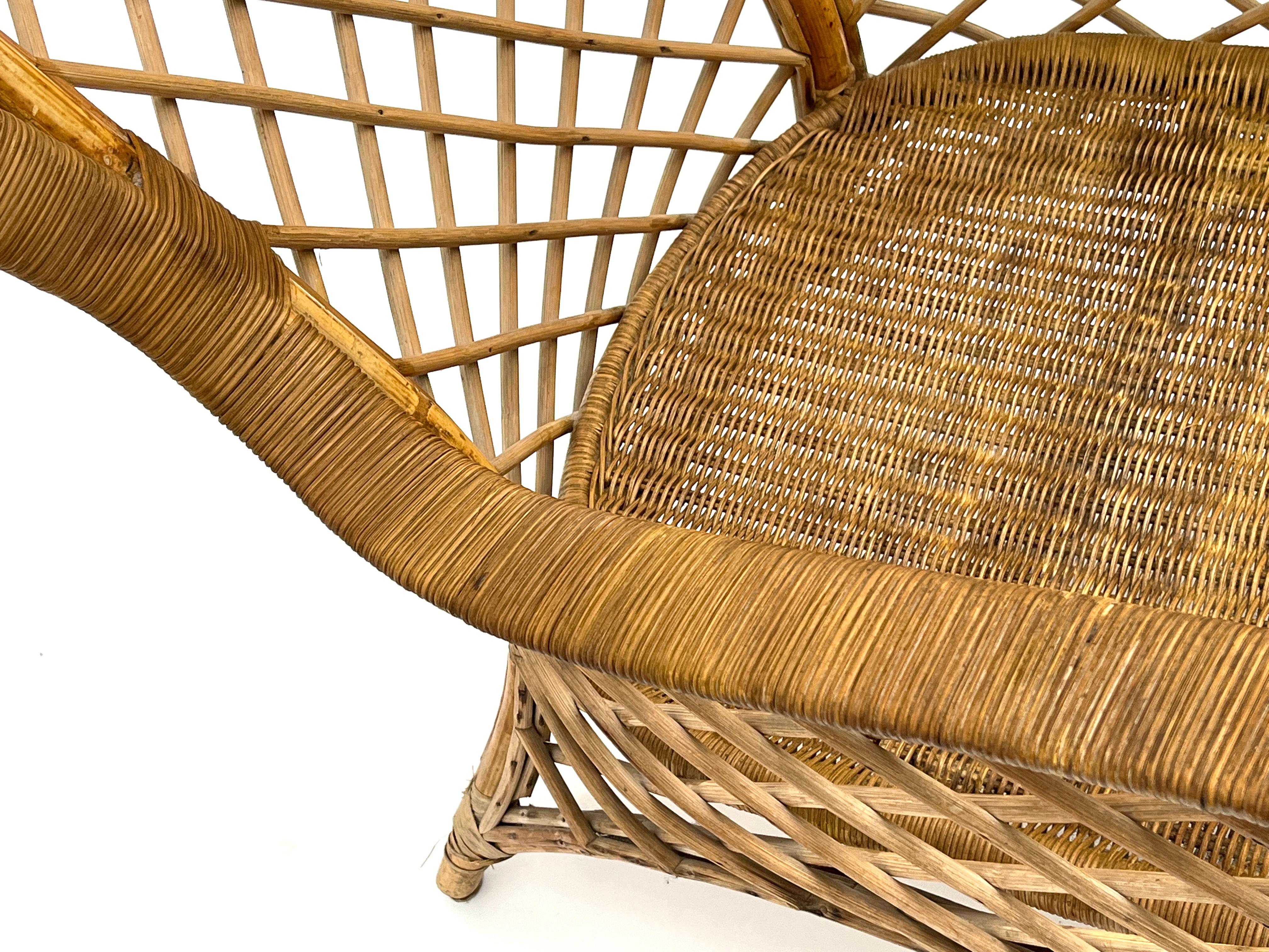 Rattan Lounge Chair (Footrest) Attributed to Louis Sognot, Chevallier, 1952 For Sale 6
