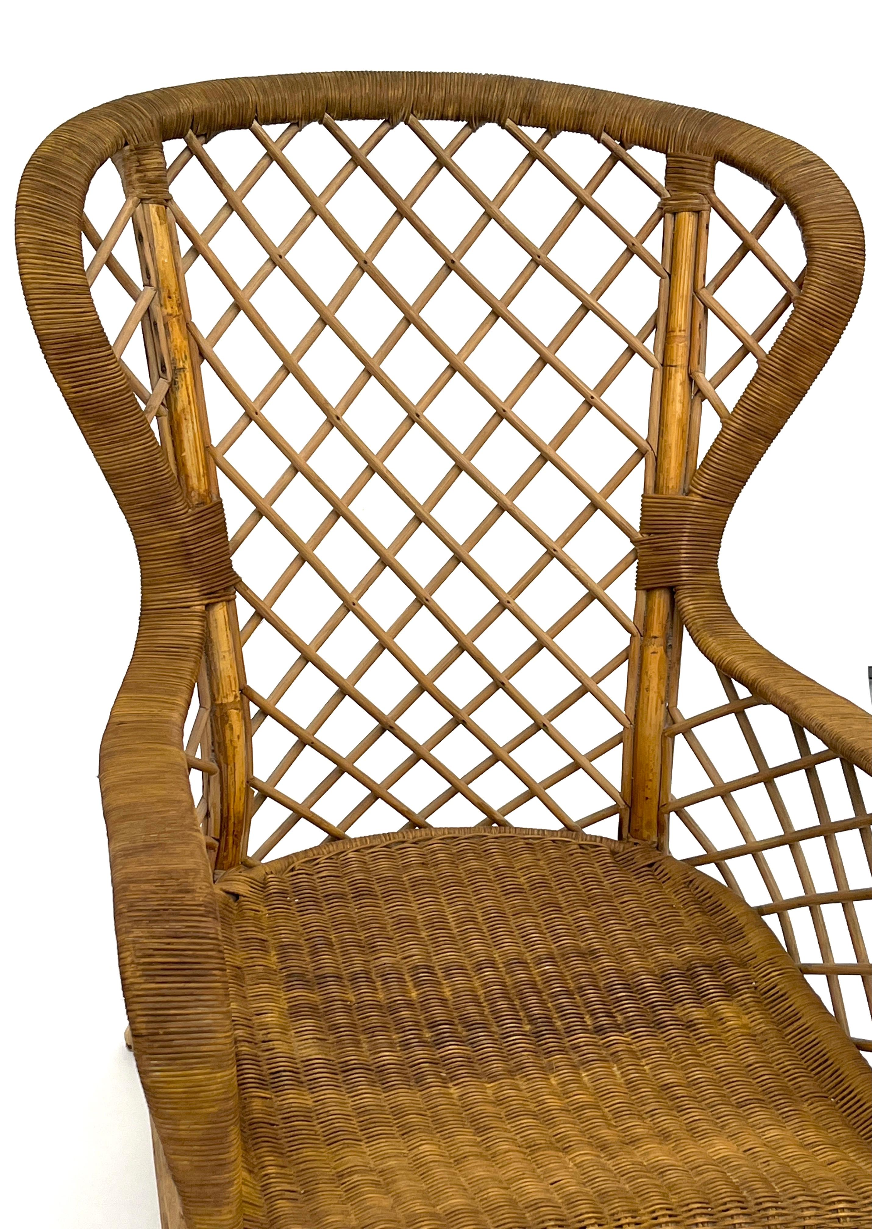 Rattan Lounge Chair (Footrest) Attributed to Louis Sognot, Chevallier, 1952 For Sale 8