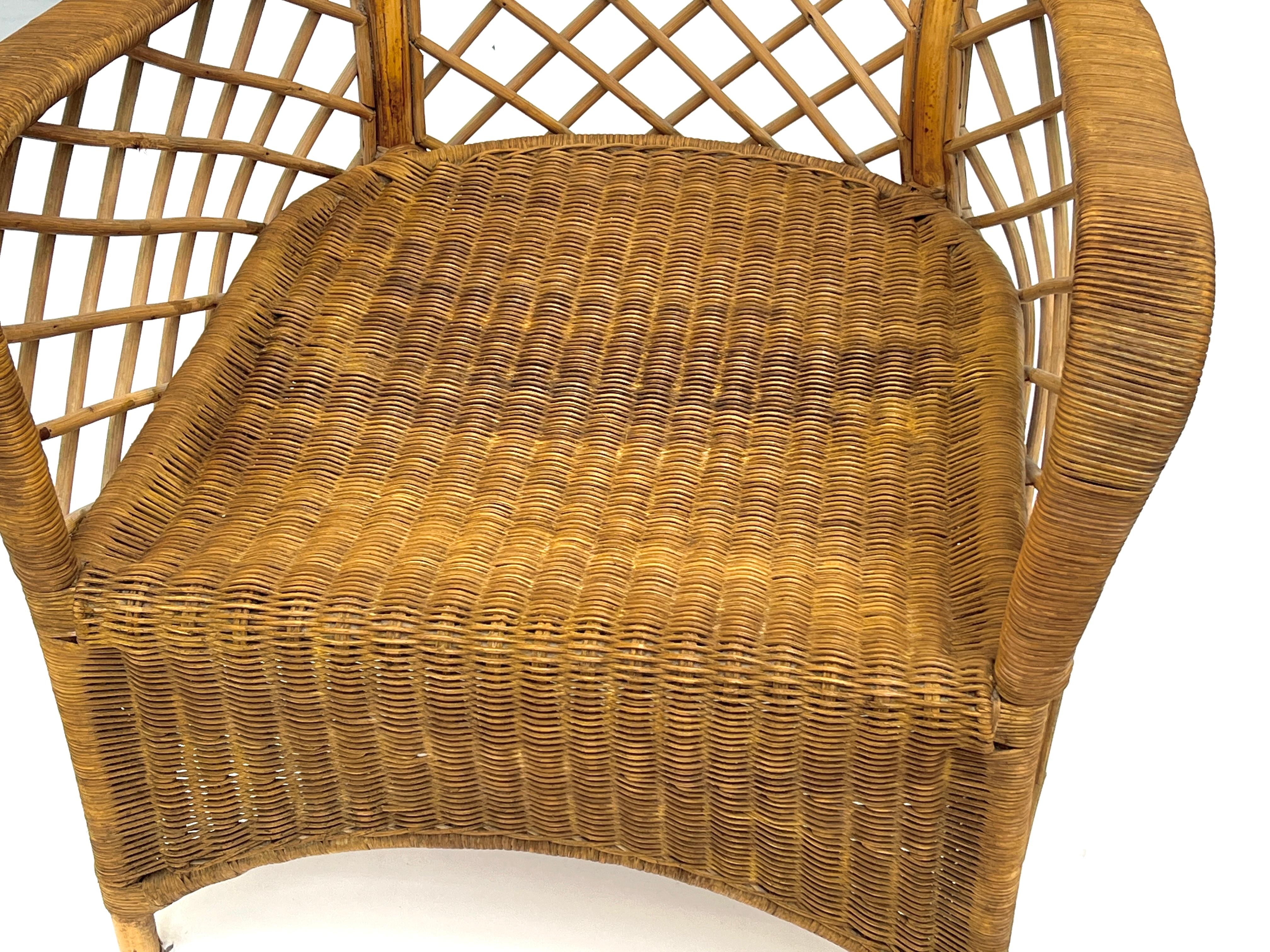 Rattan Lounge Chair (Footrest) Attributed to Louis Sognot, Chevallier, 1952 For Sale 4
