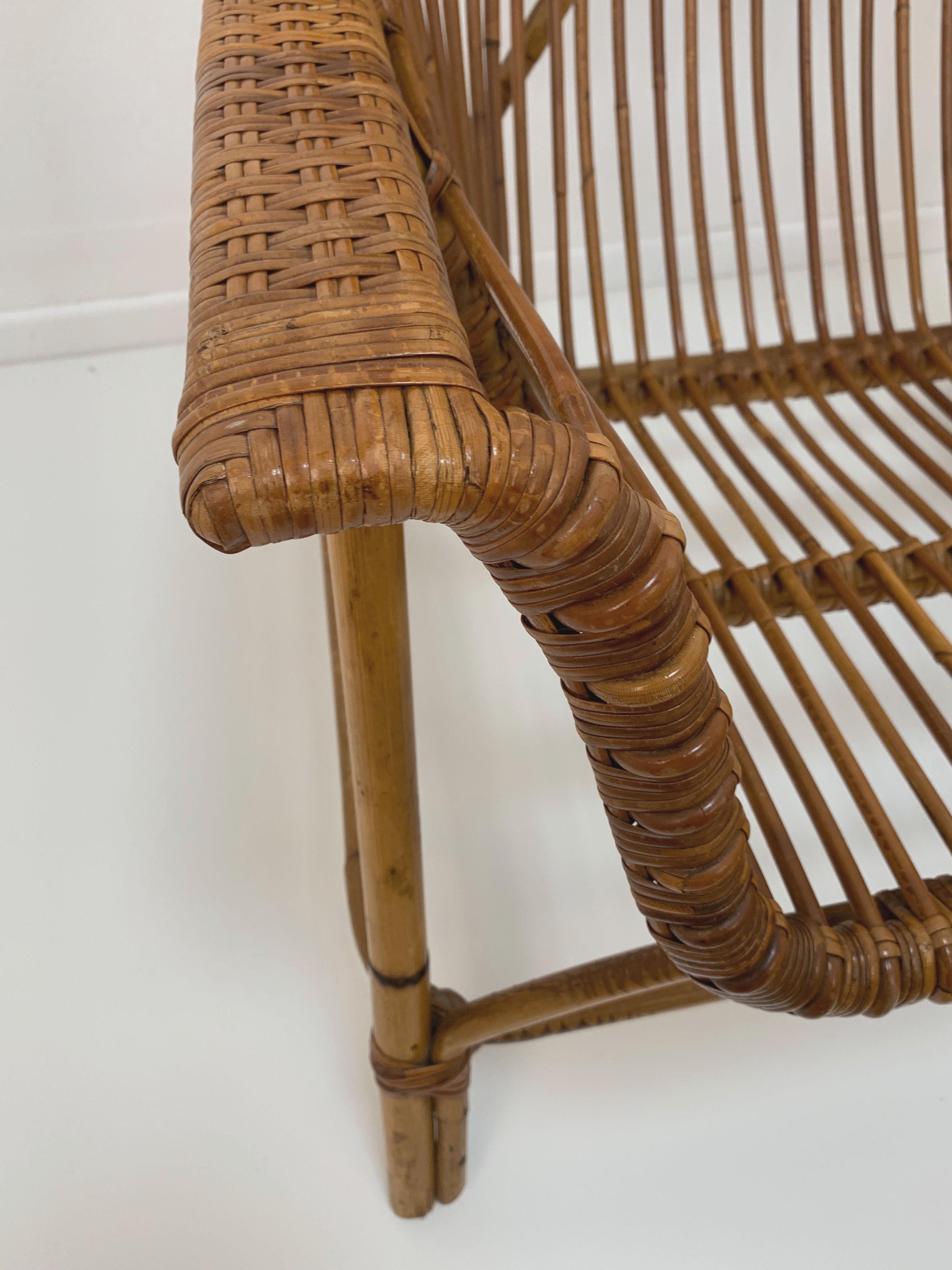 Rattan Armchair by George Coslin for Gervasoni, Italy, 1950s 4