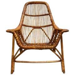 Rattan-Sessel von George Coslin für Gervasoni:: Italien:: 1950er Jahre