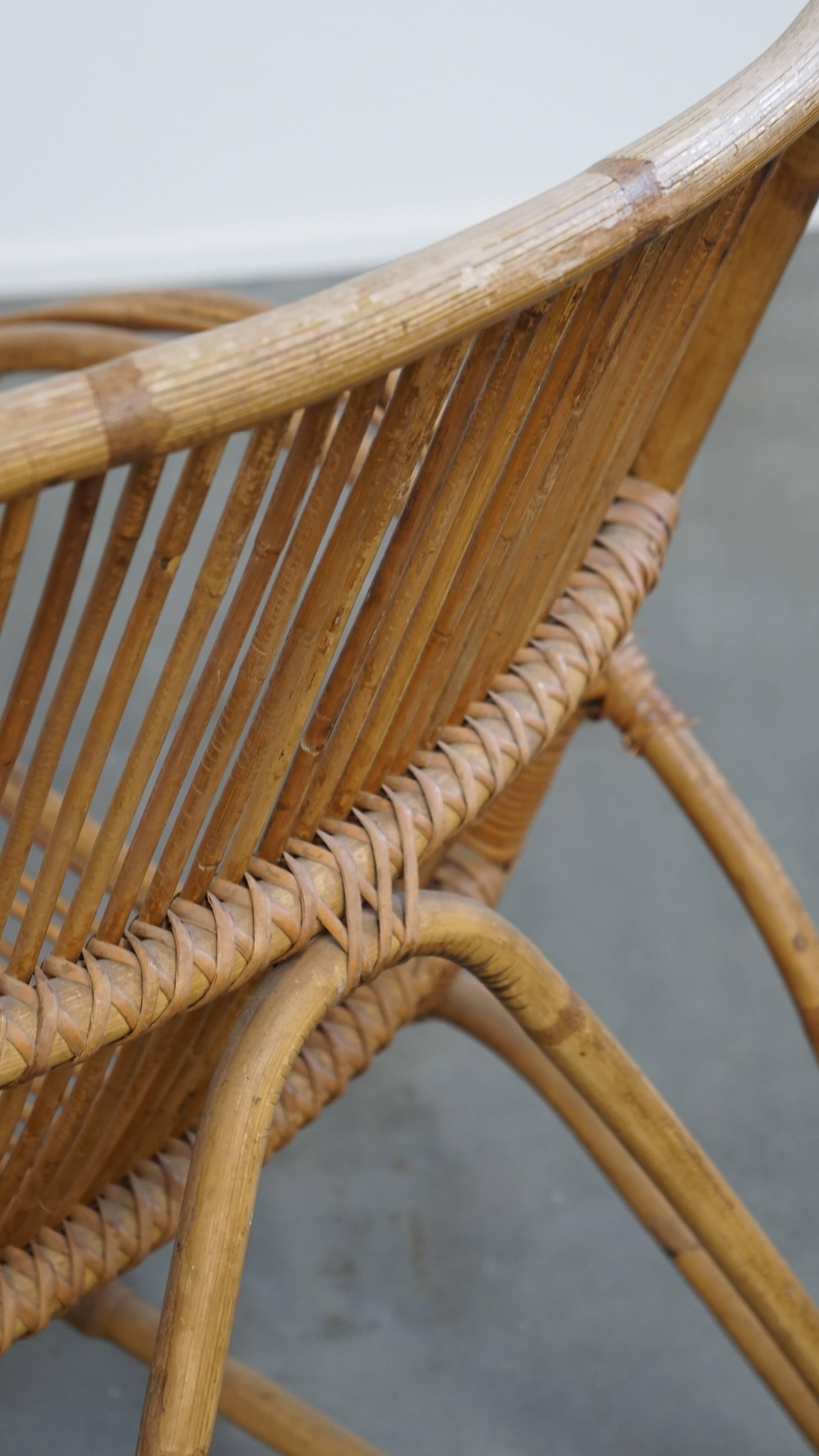 Rattan Armchair by Rohé Noordwolde, 1950 For Sale 7