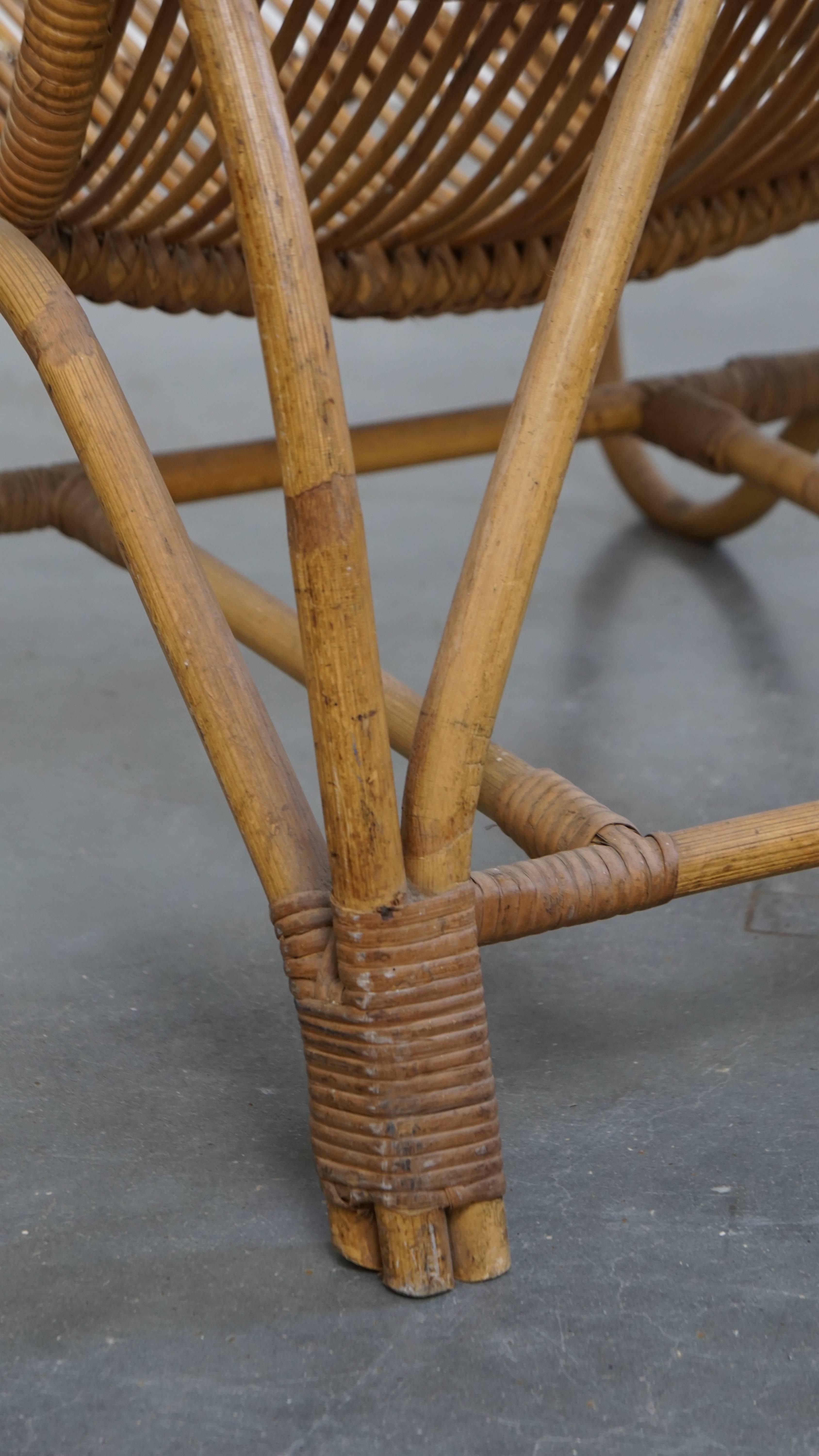 Rattan Armchair by Rohé Noordwolde, 1950 For Sale 8