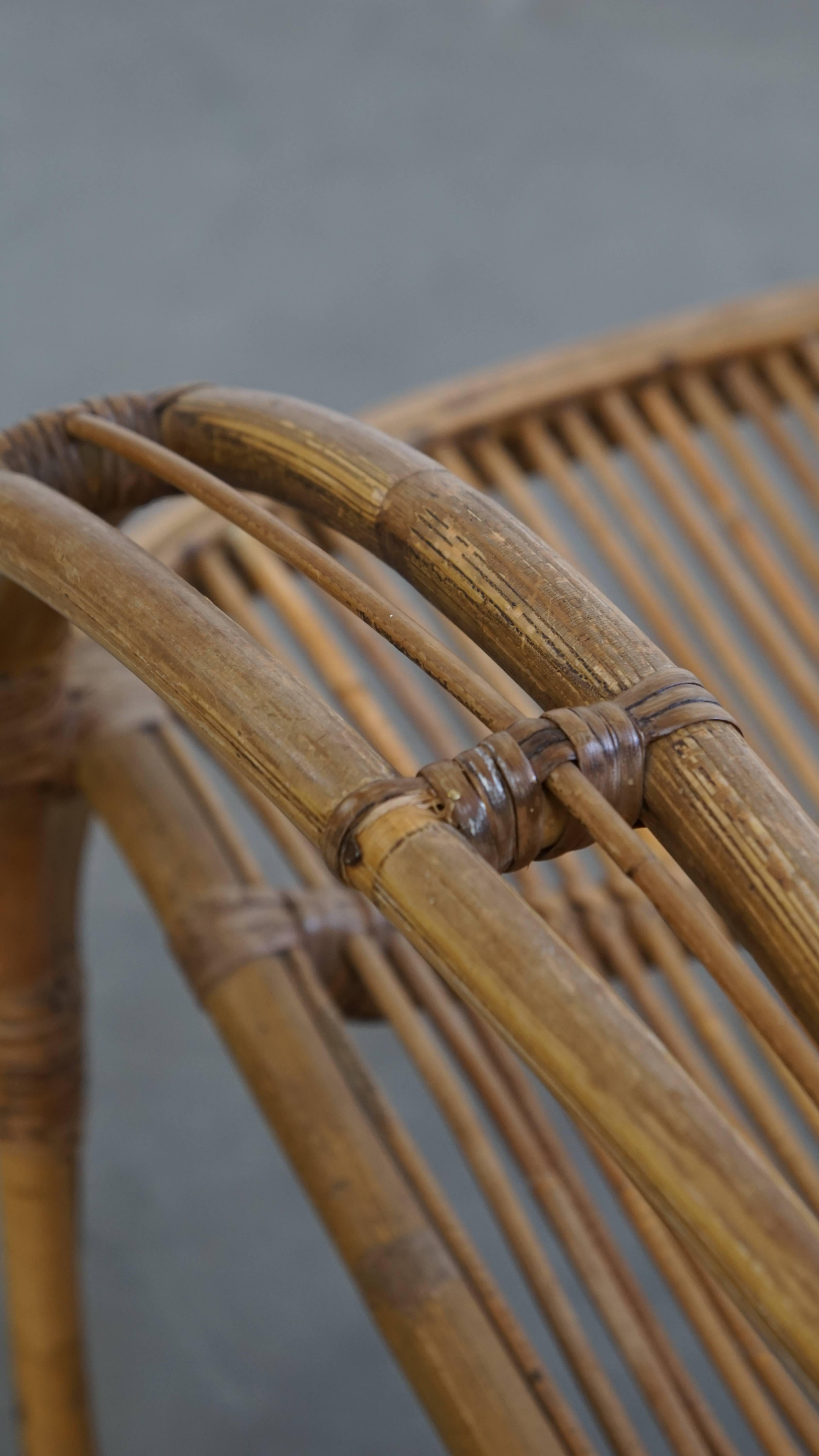 Rattan Armchair by Rohé Noordwolde, 1950 For Sale 9
