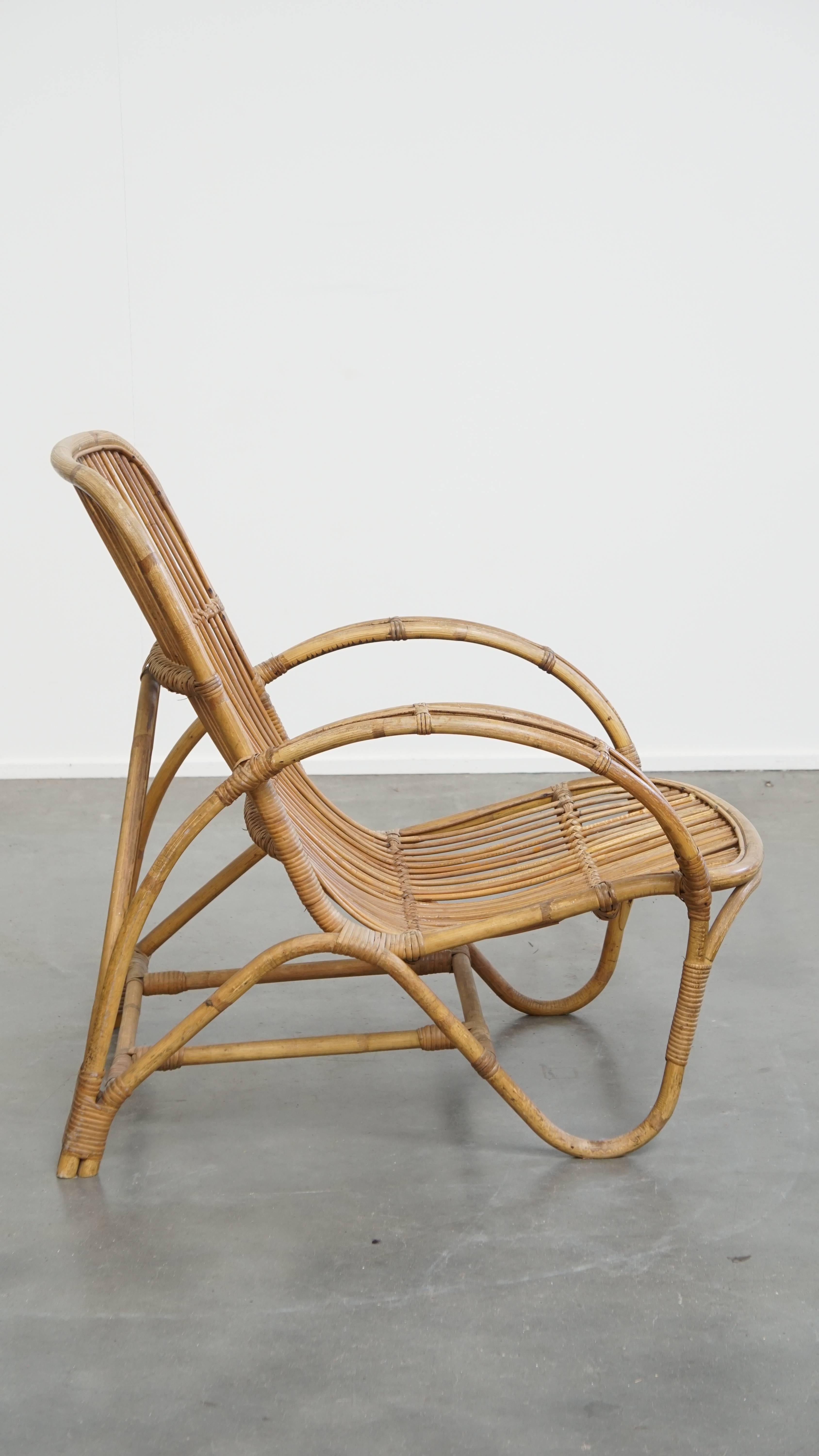 Classical Roman Rattan Armchair by Rohé Noordwolde, 1950 For Sale