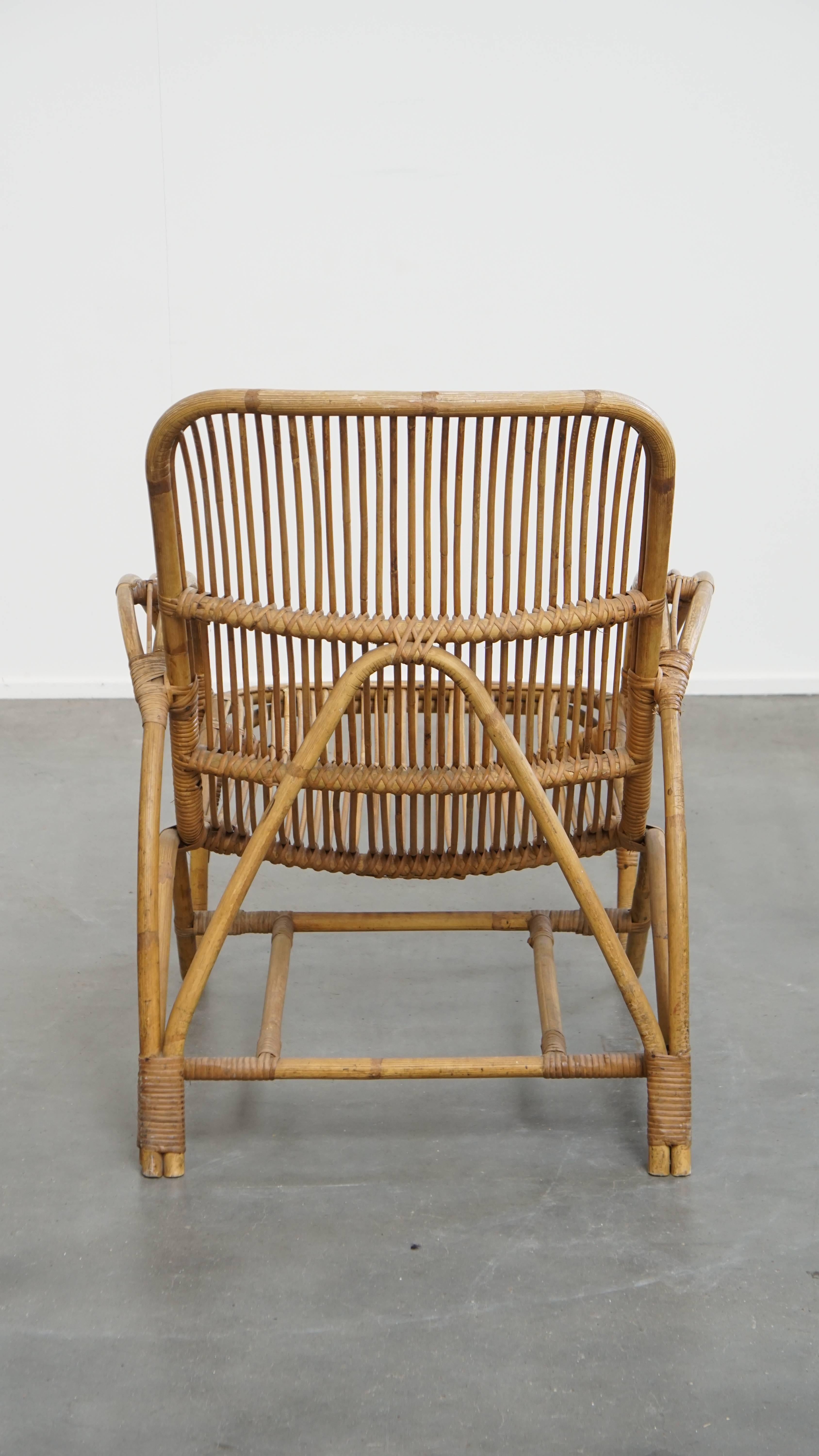 Hand-Crafted Rattan Armchair by Rohé Noordwolde, 1950 For Sale