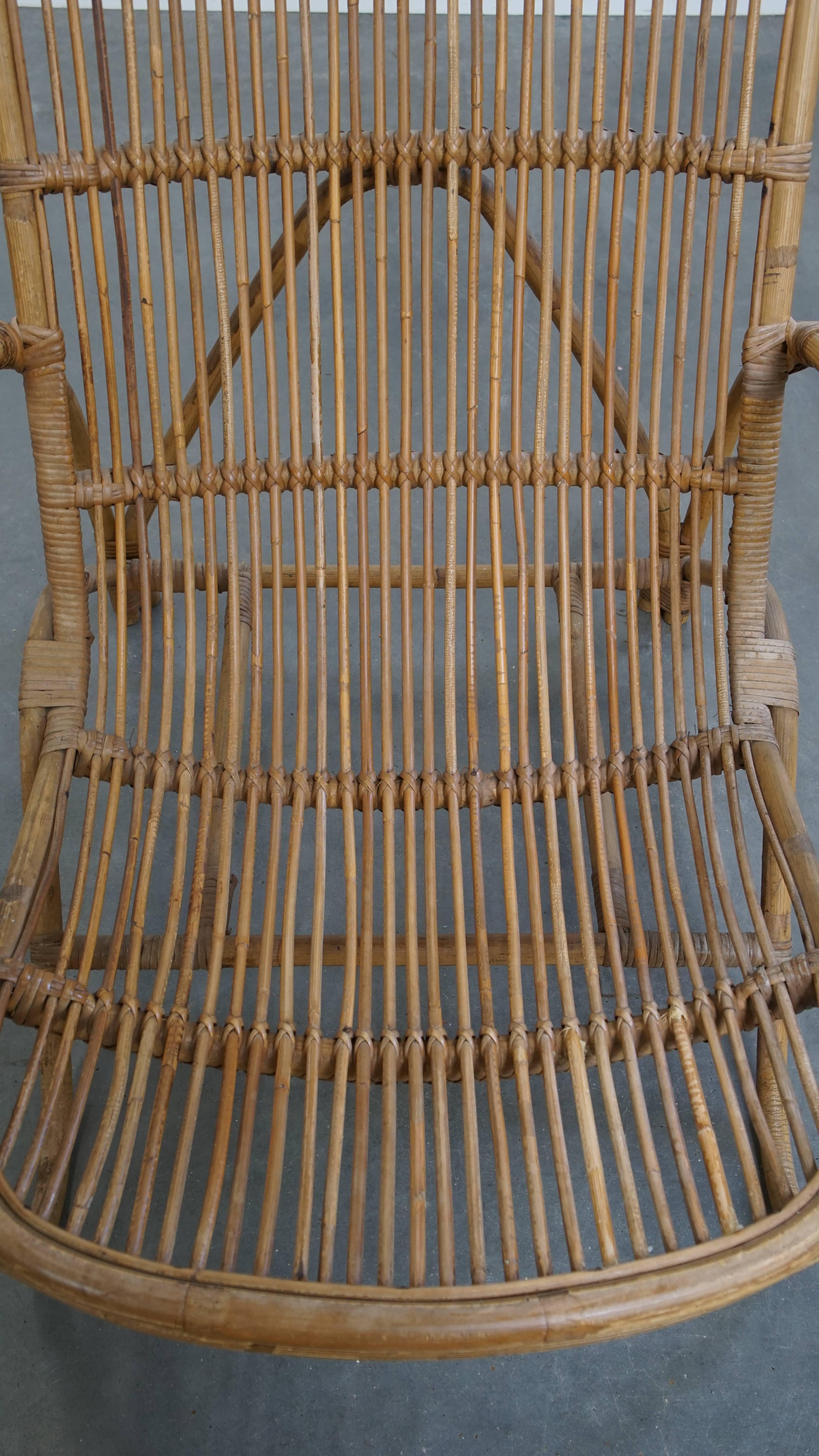 20th Century Rattan Armchair by Rohé Noordwolde, 1950 For Sale