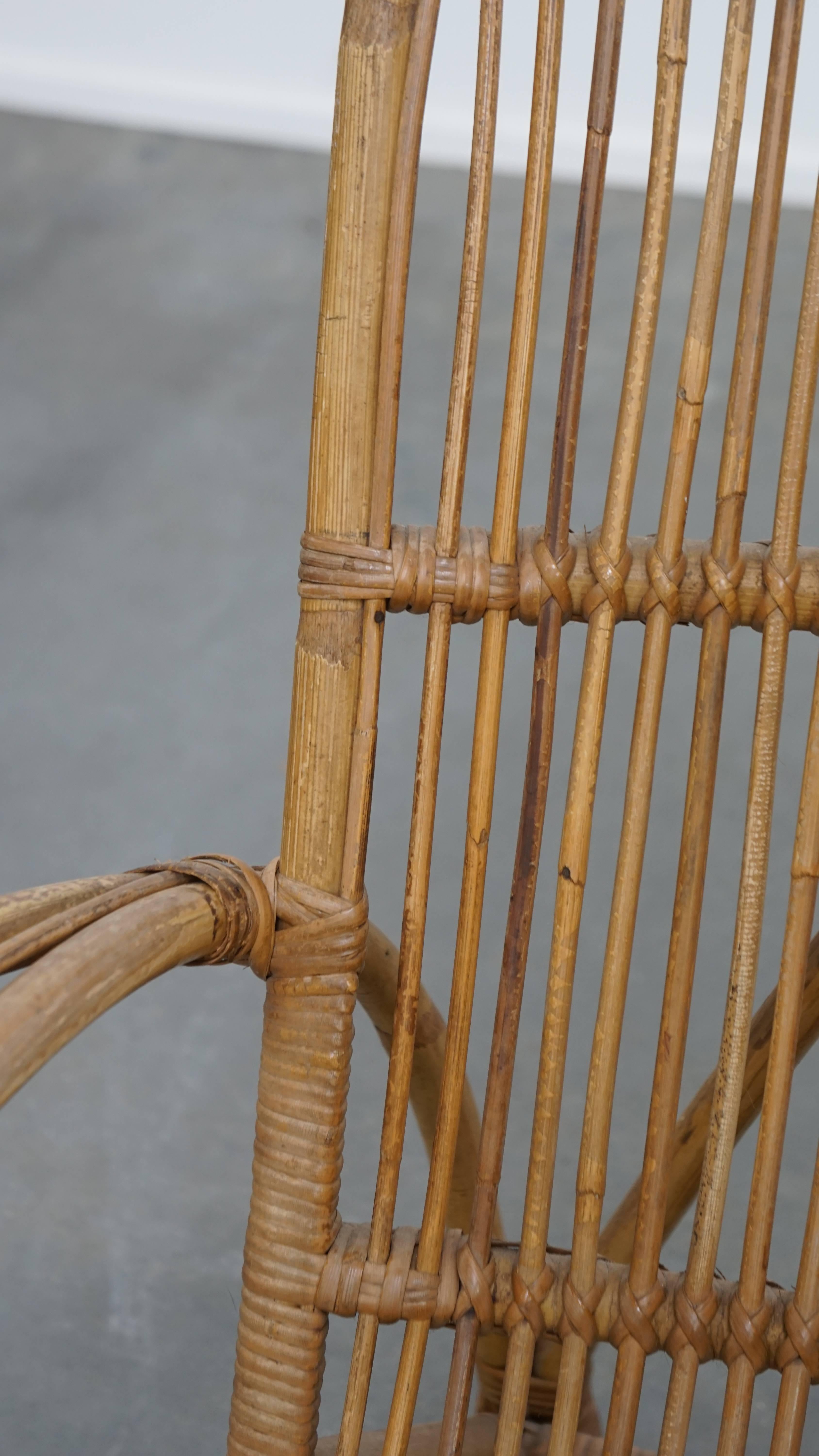 Rattan Armchair by Rohé Noordwolde, 1950 For Sale 3