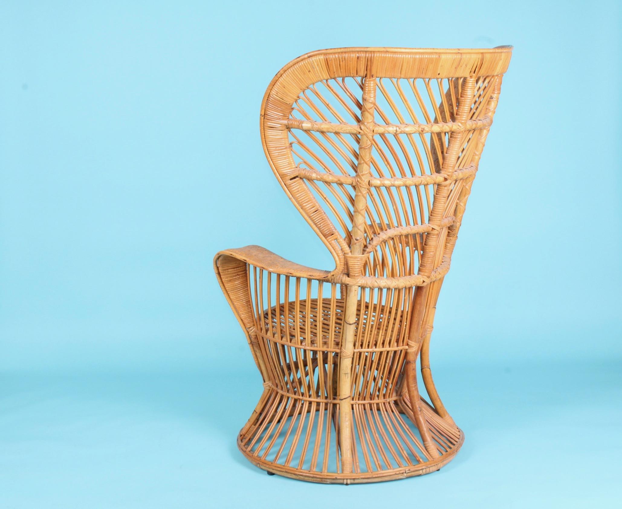 Rattan Armchair Designed by Lio Carminati In Distressed Condition In grand Lancy, CH