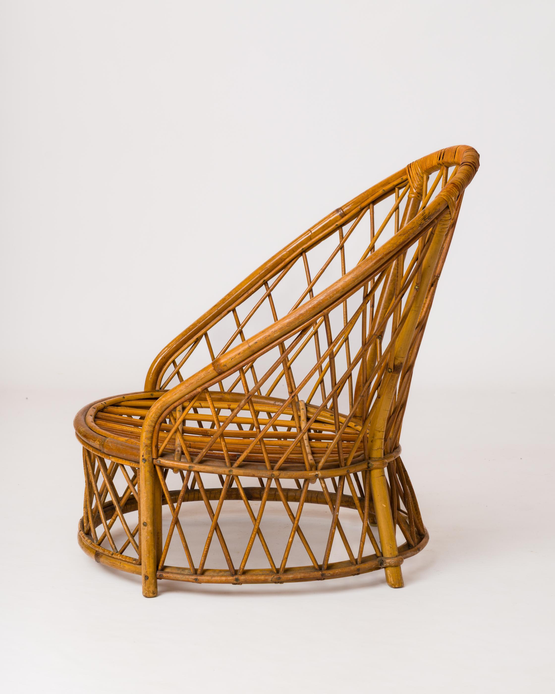 Petite Basket Shaped Rattan 