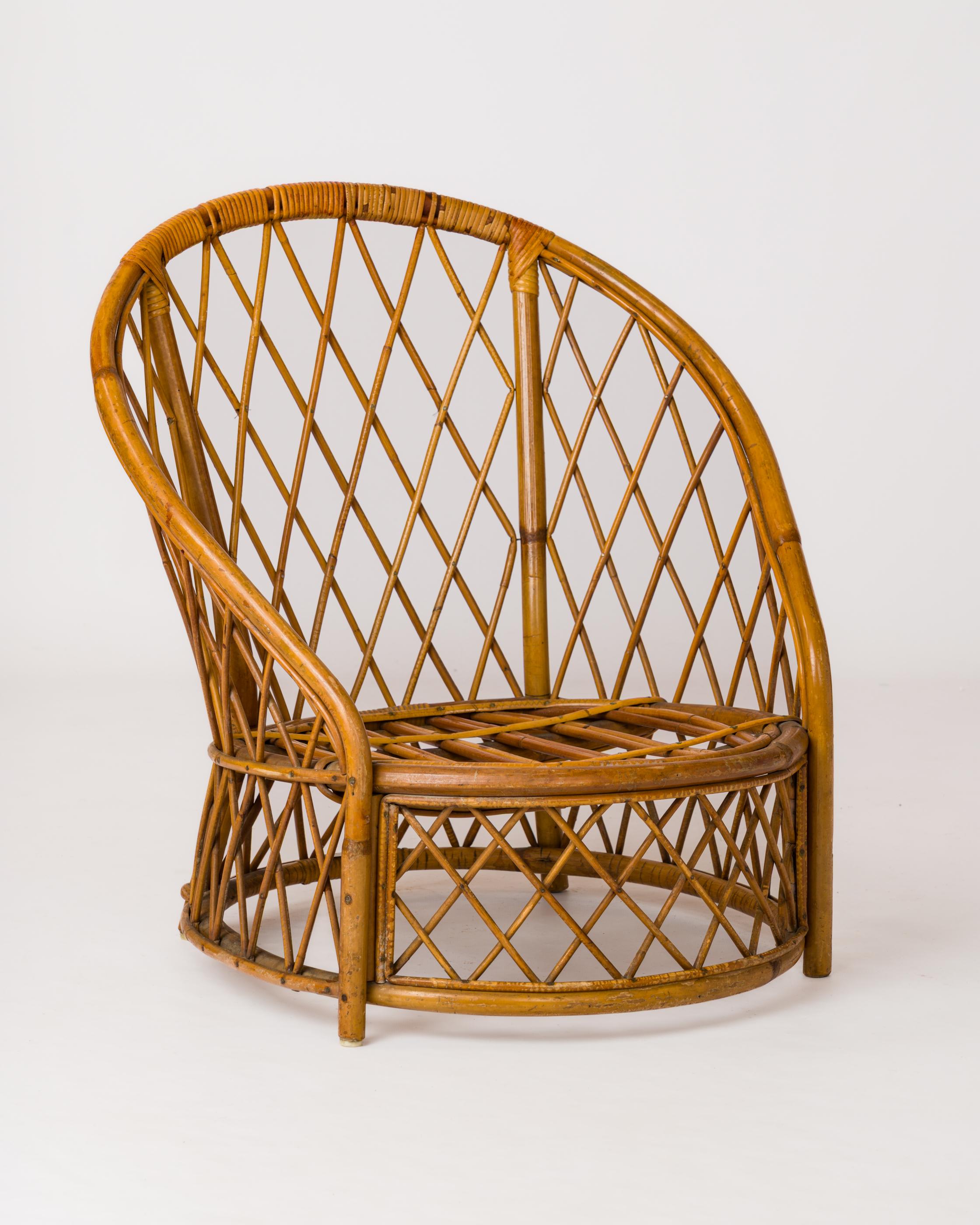 Petite Basket Shaped Rattan 