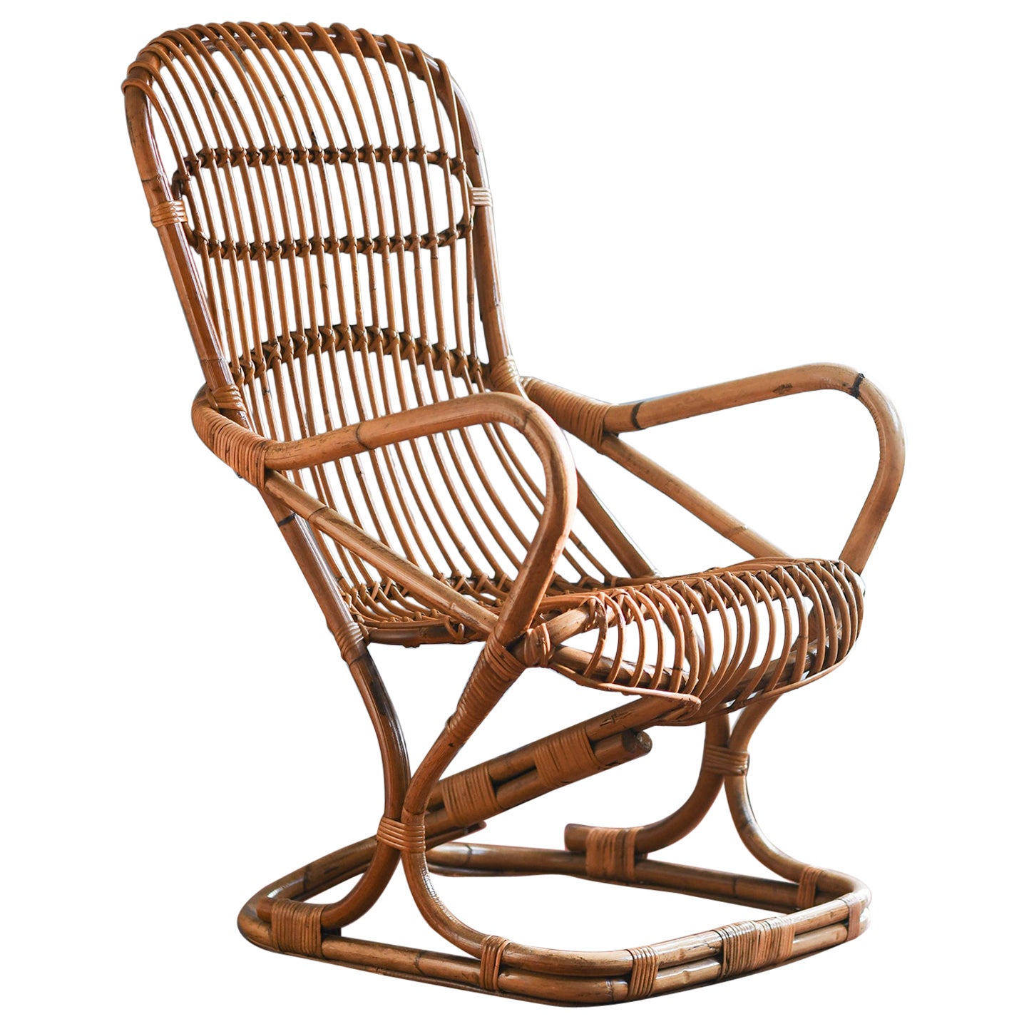 Fauteuil en rotin, Italie 1970 en vente