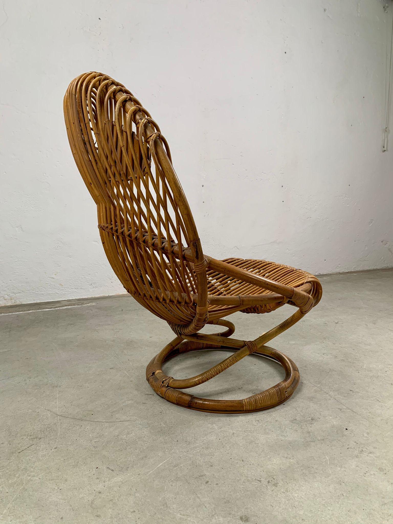 Rattan armchair mod. Tre cerchi by Tito Agnoli for Bonacina, Italy, 1960s in vendita 8