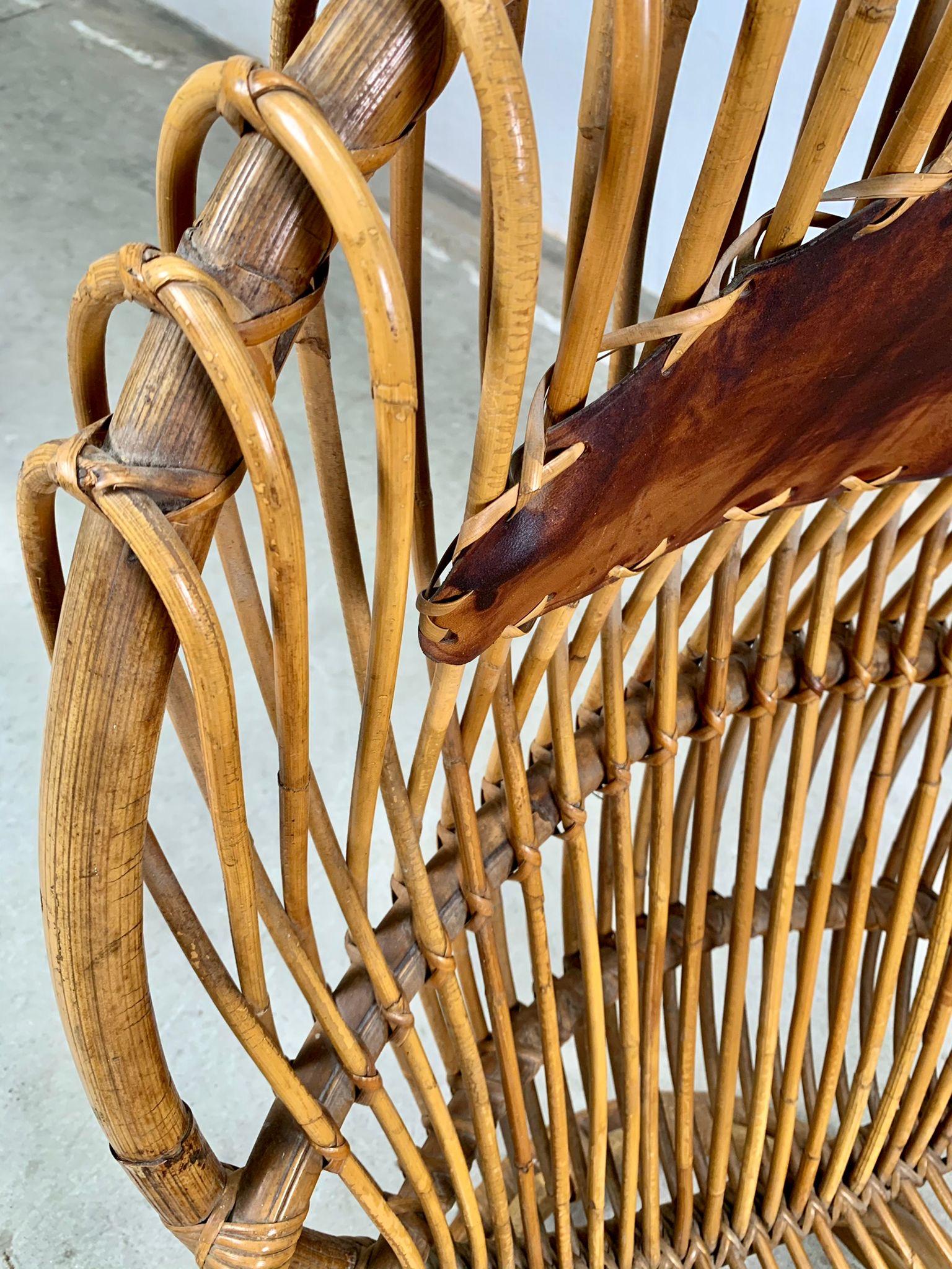 Rattan armchair mod. Tre cerchi by Tito Agnoli for Bonacina, Italy, 1960s in vendita 2