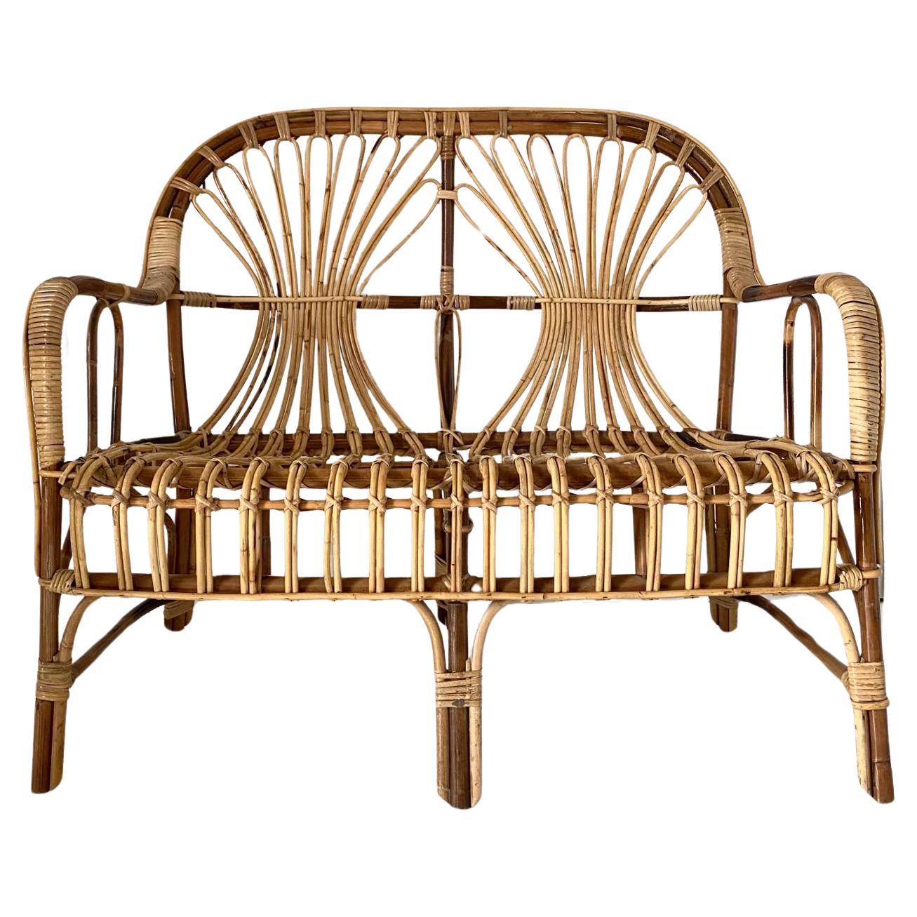 Rattan Armchairs and Sofa Garden Set attributed to Franco Albini,  Italy 1960 In Good Condition For Sale In Ceglie Messapica, IT